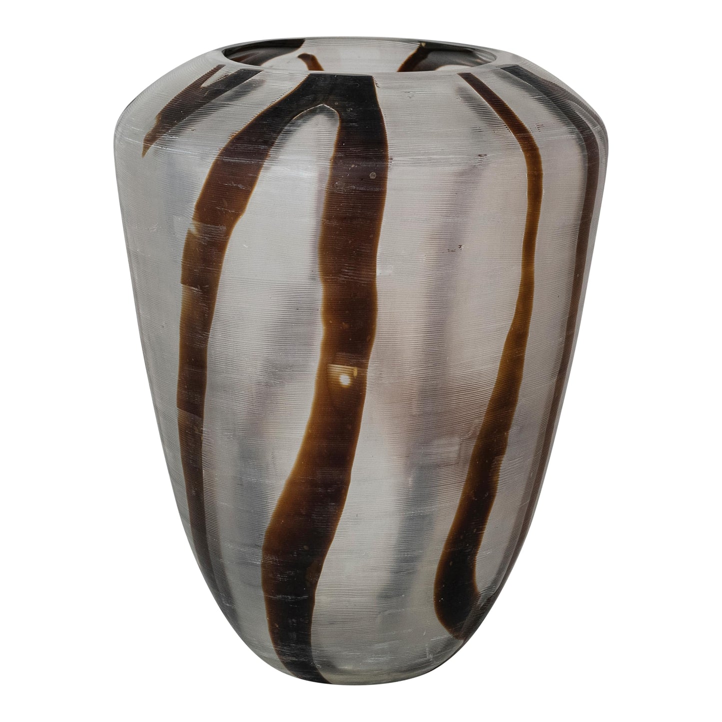 Creative Co-Op Art Glass Vase with Abstract Design, Brown