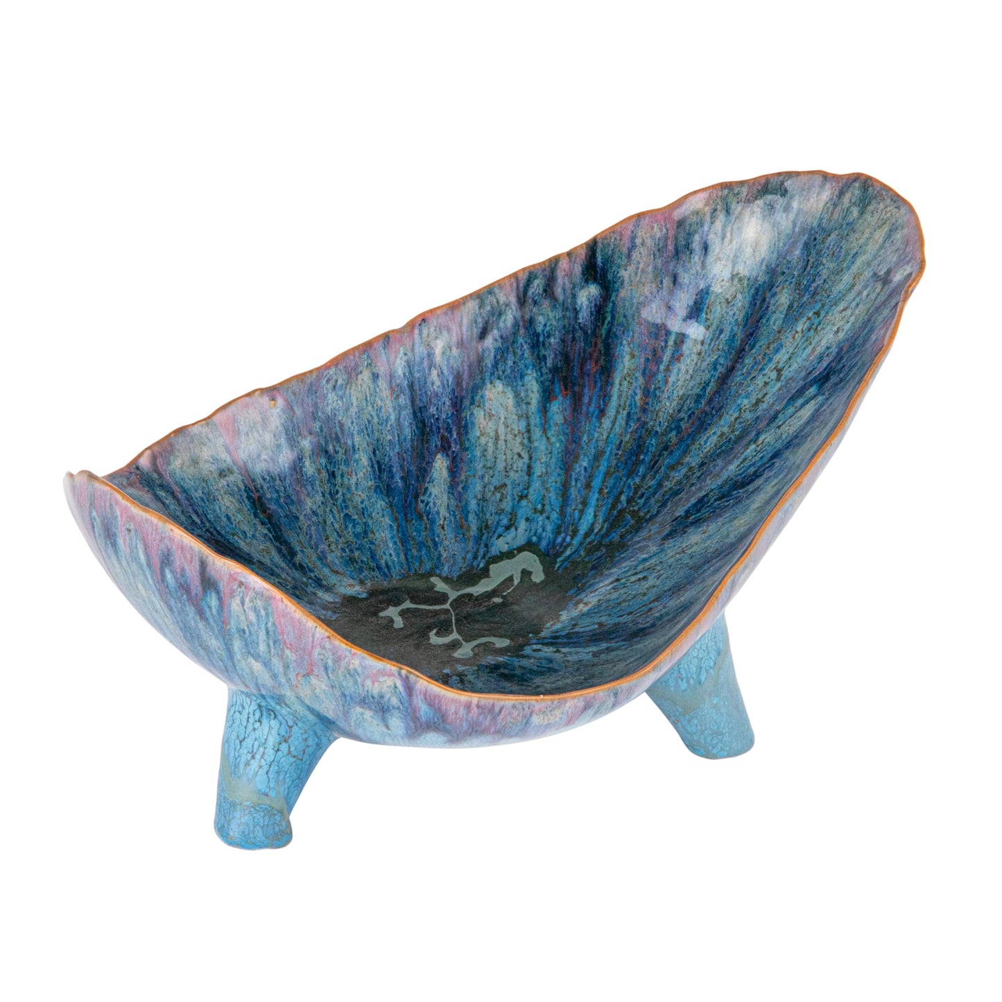 Bloomingville Azure Footed Stoneware Bowl, Blue