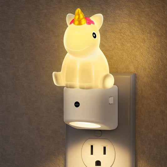 DORESshop LED Night Light for Kids, 3D Cute Unicorn Kids Night Light with Dusk to Dawn Sensor, RGB+Soft White 3000K Plug in Night Light for Kids Room Decor, Birthday Gift Nightlight for Kids