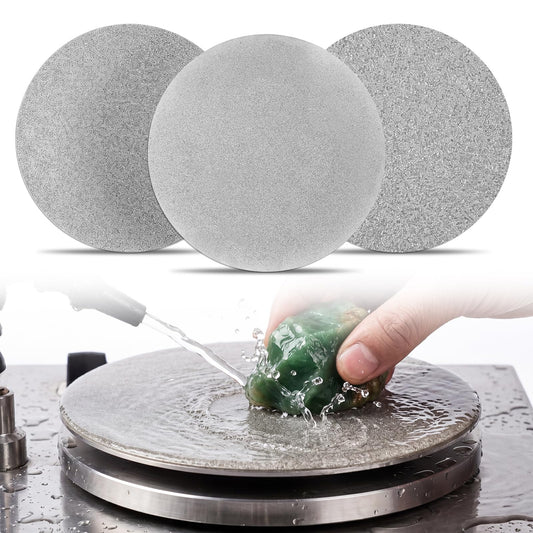 Lanties 3 Pcs Diamond Sanding Grinding Disc, 8''(200mm) Grit 60/120/240 No Center Hole Flat Lap Disk Polishing Discs Abrasive Wheel Electroplated Sanding Disc for Gemstone Glass Tile Porcelain Metal