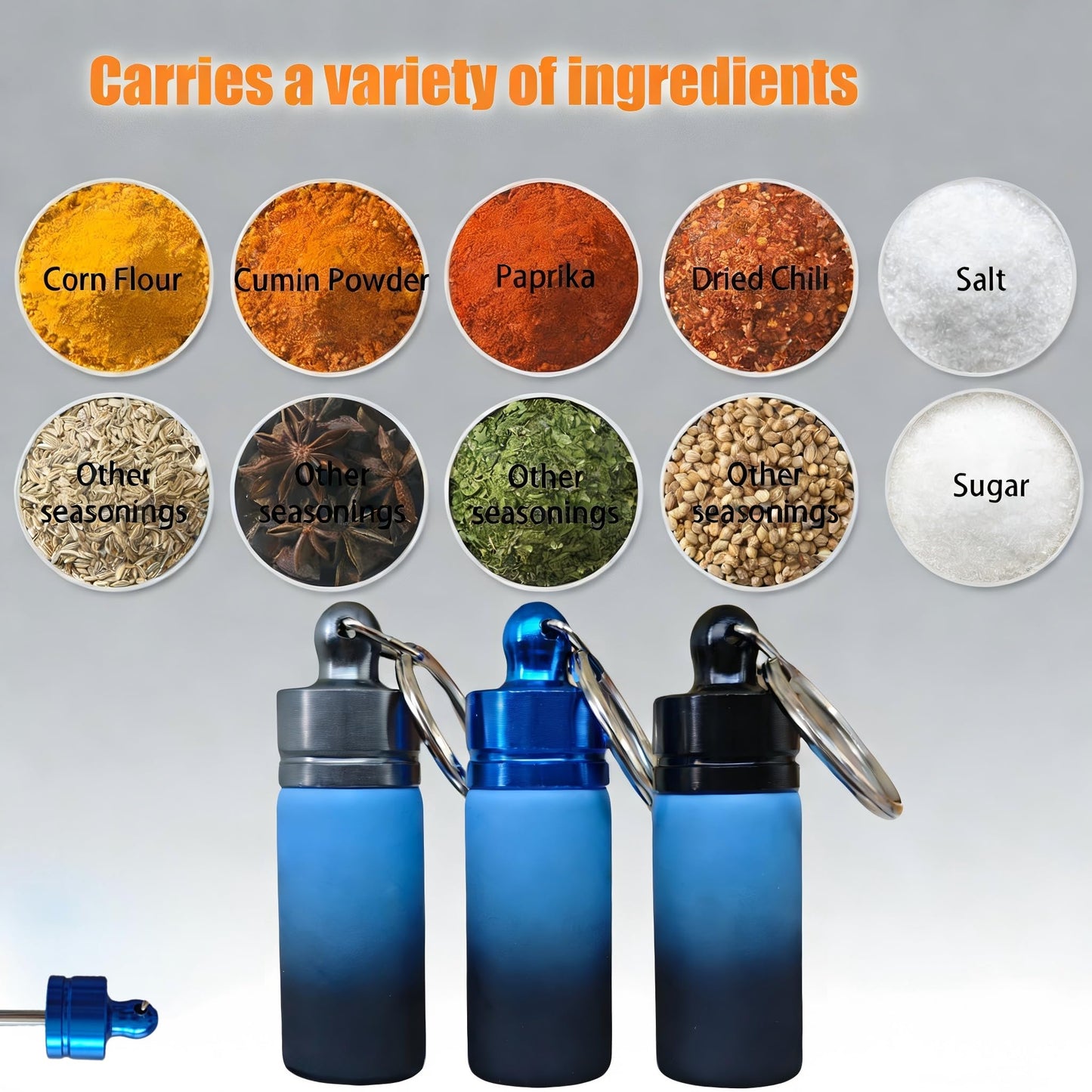 Travel Spice Kit, Airtight Spice Containers, Portable Travel Spice Containers, Mini Spice Dispenser for Seasoning Storage