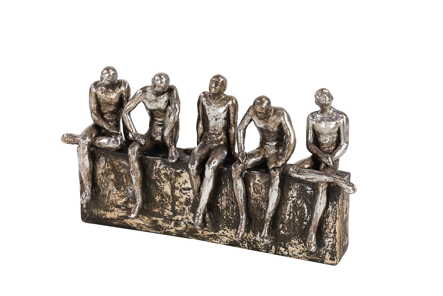 Deco 79 Modern Polystone People Sculpture, 13" x 3" x 7", Silver