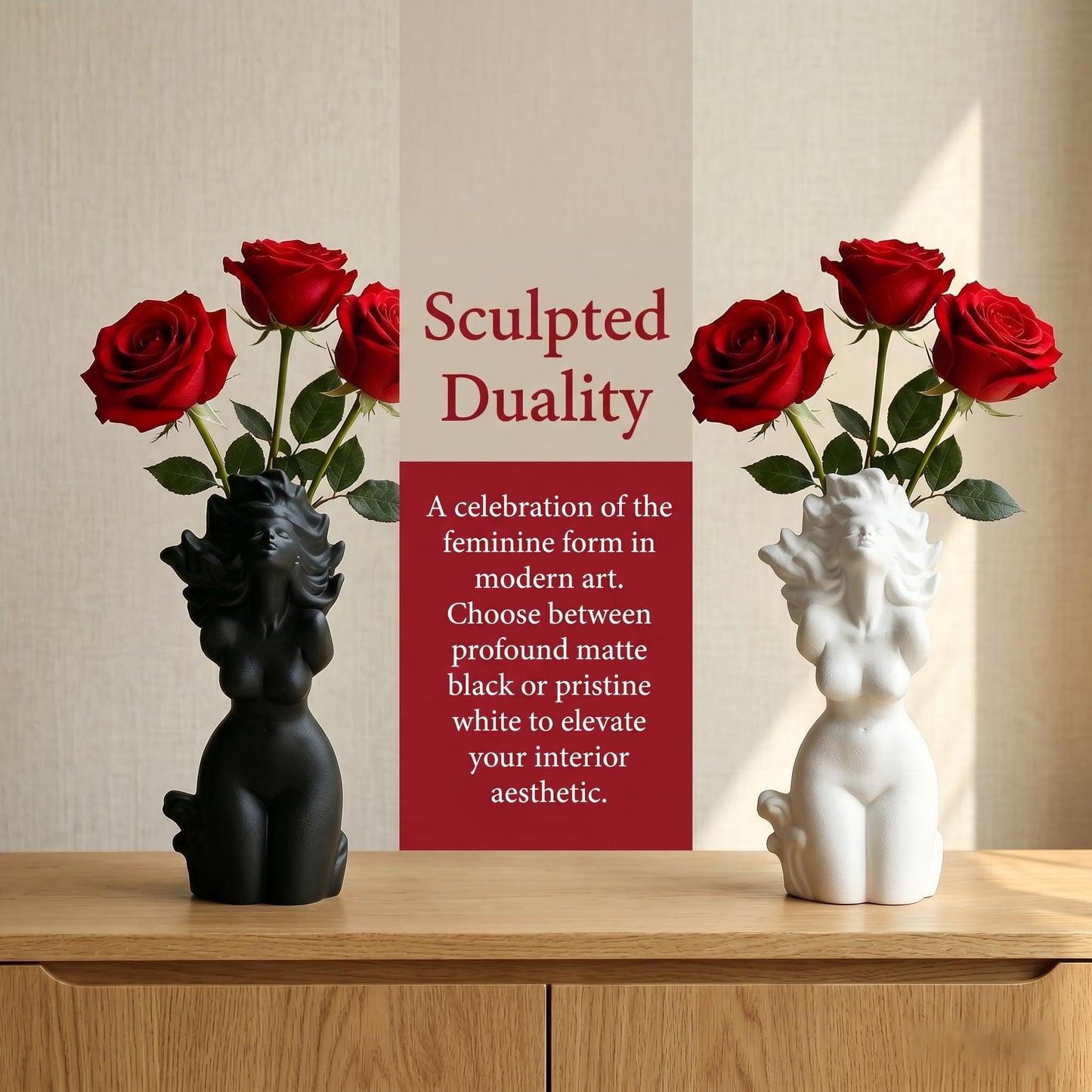 Artistic Female Form Ceramic Sculpture Body Vase, Black Ceramic Butt & Bust Planter Pot for Home Decor – Funny Unique Vase Centerpiece with Modern Aesthetic (Black)