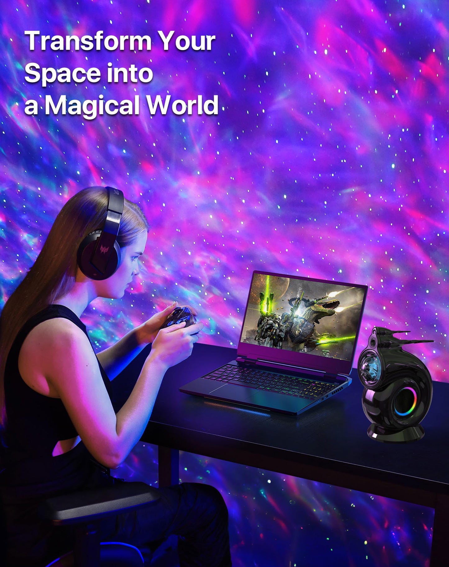 Rossetta Star Projector Galaxy Nebula Night Light Projector for Bedroom