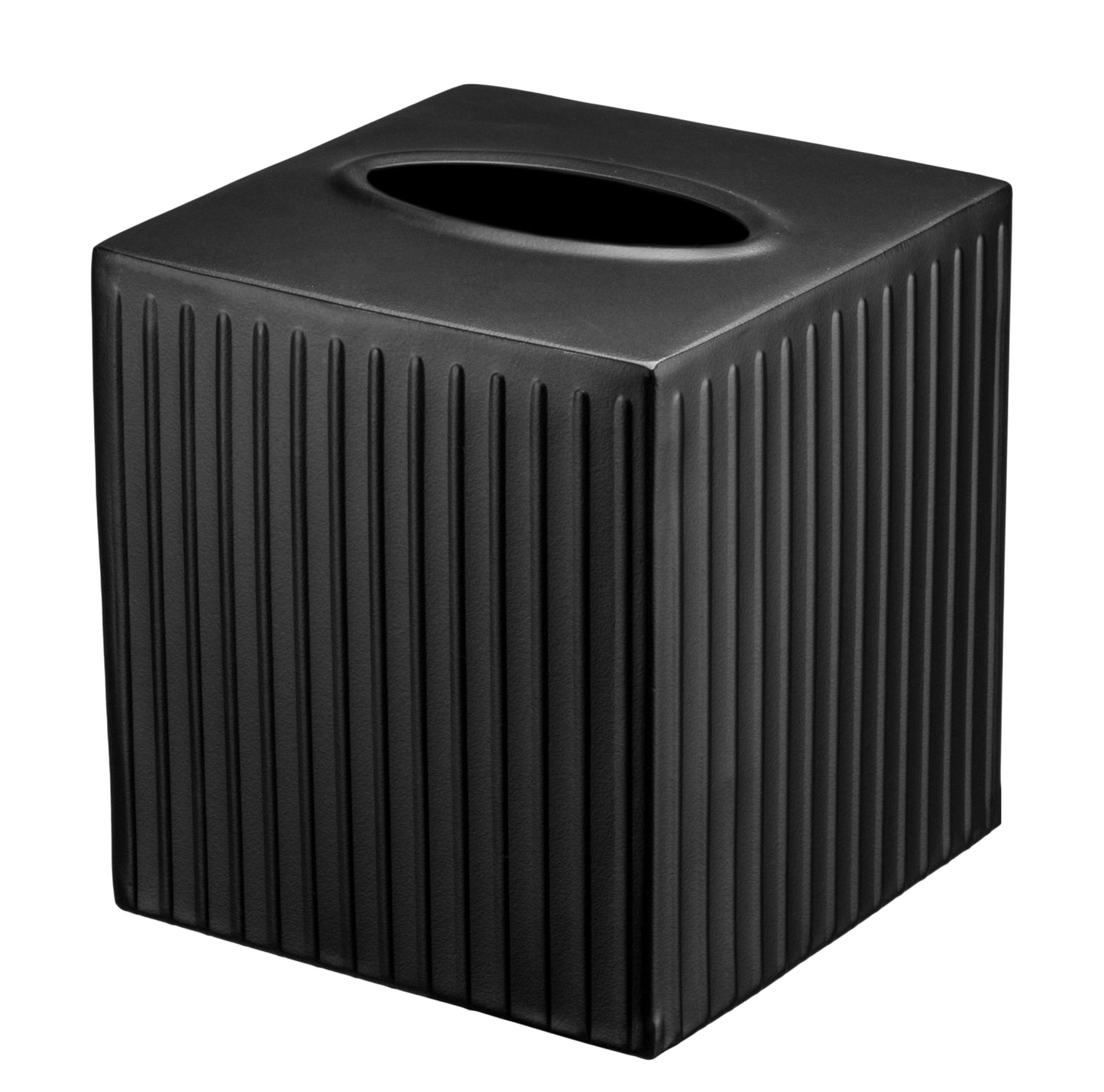 Monarch Abode Tissue Box Cover Square – Handcrafted Ridge Embossed Black Metal Tissue Holder Box for Bathroom Accessory, Aesthetic Decorative Facial Napkin Cube for Modern Home Decor