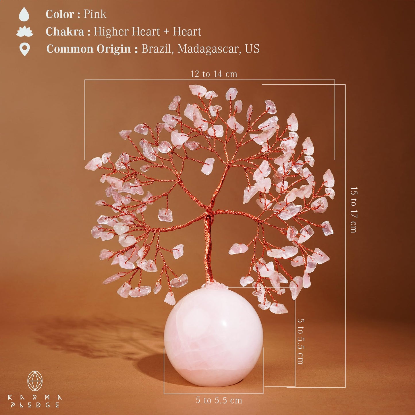 Rose Quartz Crystal Tree of Life Birthday Gifts for Women, Handmade Home Decor, Office, Room Decoration, Reiki Healing Crystal Chakra Tree for Money, Positivity, Good Luck Gifts for Her, Mom & Dad