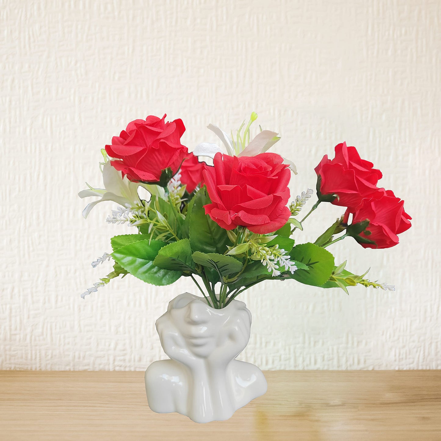 White Face Vase Unique Ceramic Vase for Room,Office,Home Decor