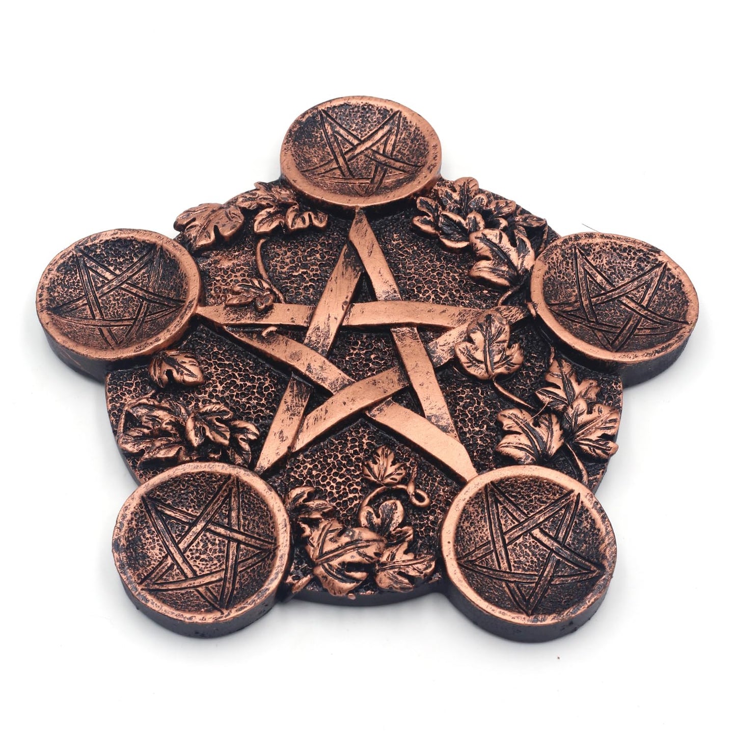 Star Candle Holder Astrology Pentacle Altar Plate Resin Tealight Holder Tray Witchcraft Altar Supplies for Witchcraft Wiccan Tarot Supplies Copper