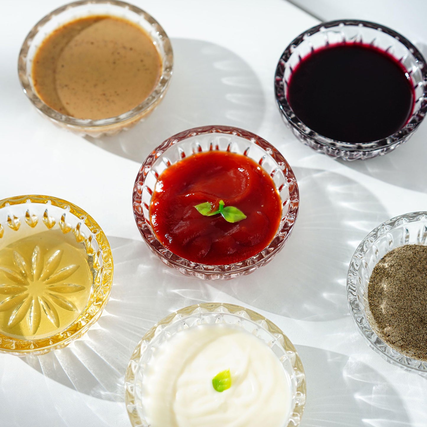 Set of 6 Mini Glass Bowls, 2 OZ Round Prep Bowl, Small Dipping Bowls