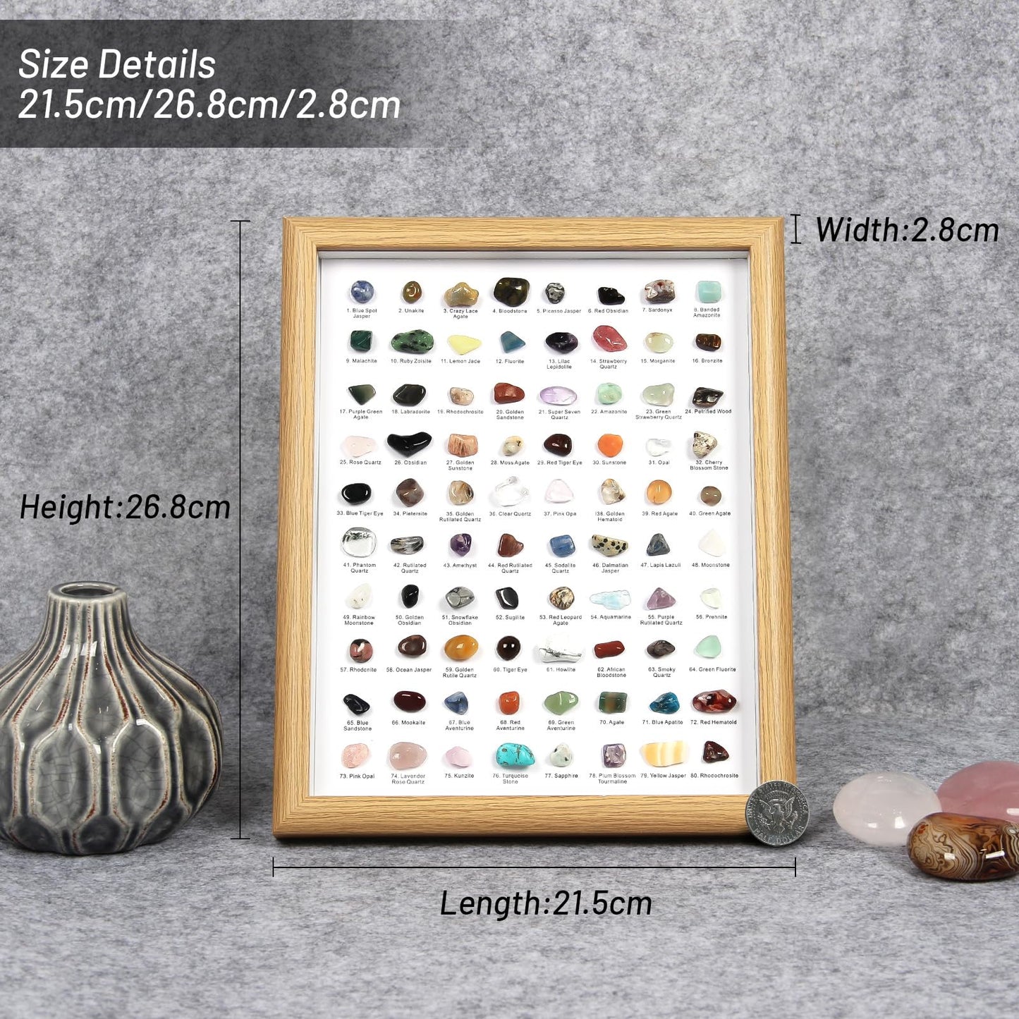 80 PCS Natural Crystal Collection, Crystal and Gemstones for Decoration, Healing Crystal Rocks Set, Mineral Specimens-Crystal Chips Set for Home Decor, Office Desk Decor, Gift