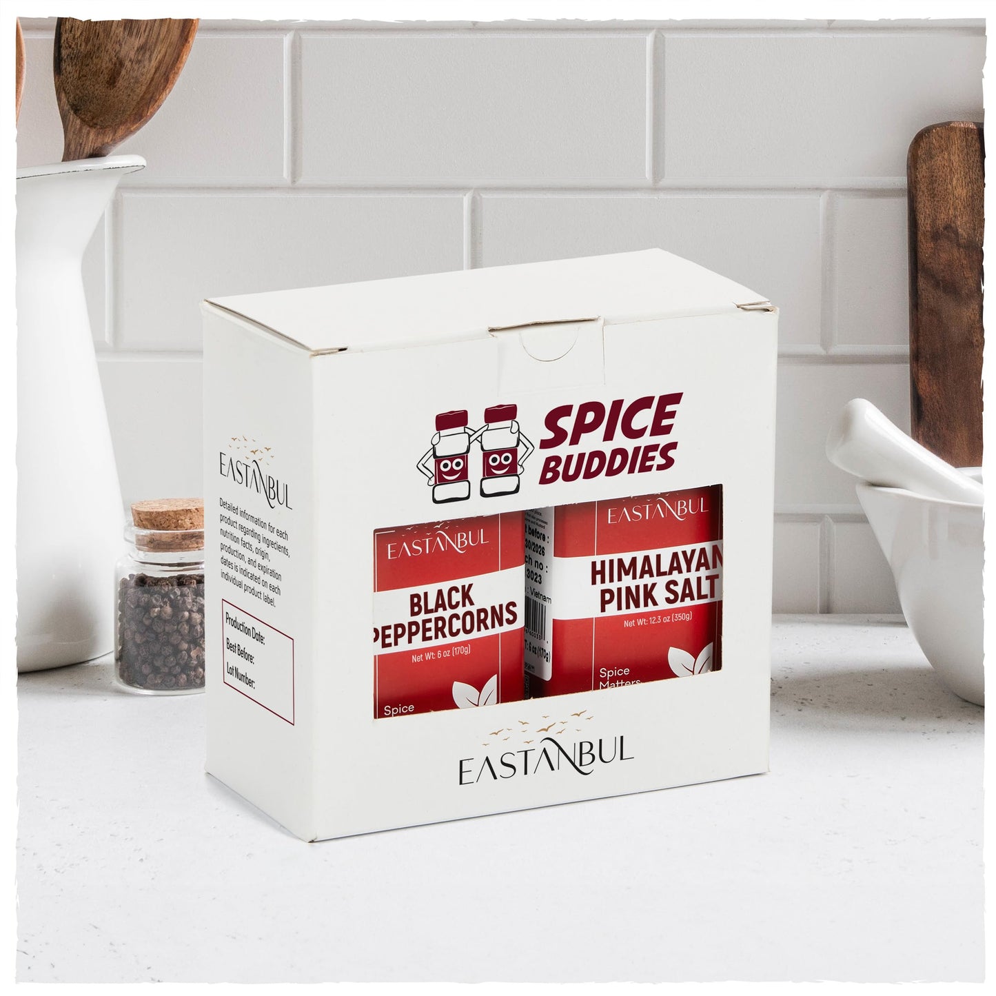 Eastanbul Salt and Pepper for Grinder Refill, Refill Pack, Gift Box, 18.3oz