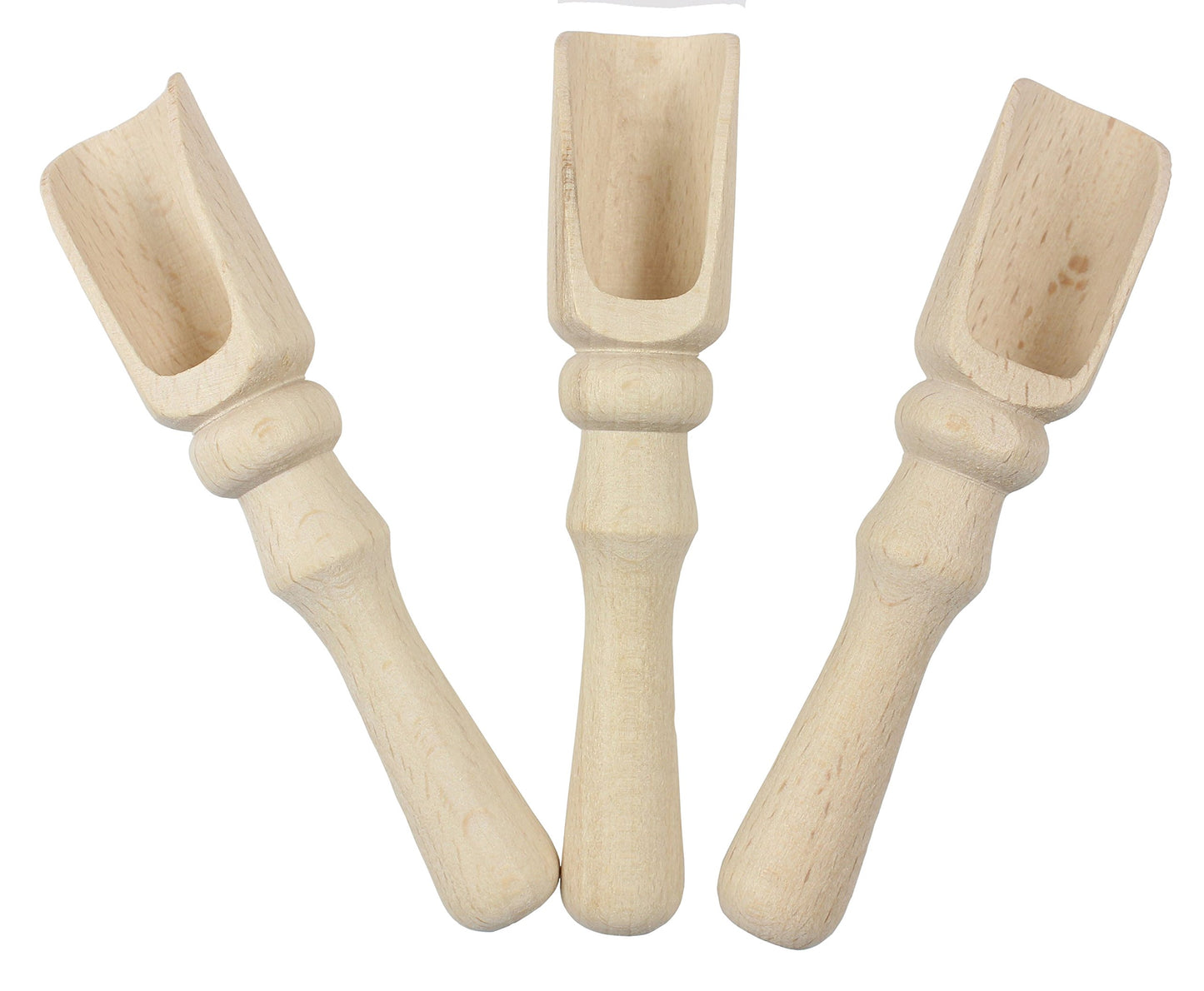 efo Long Grip Wooden Scoop Set 3pcs - Multipurpose Wooden Spoons - Wood Salt and Spice Scoops – Rustic Bath Salt Scoop - Wooden Seed Scoop - (3x4 3/4" (12cm))