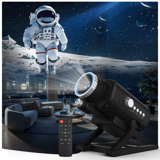 FlyLily 3D Galaxy Projector, Dynamic Star Projector with White Noise & Bluetooth Speaker, 60 Scenes Night Light Projector for Bedroom Decor, Ideal Gift for Kids Adults Birthday Christmas
