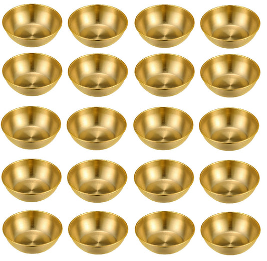 20pcs Golden Stainless Steel Sauce Dishes - Round Dipping Bowls for Condiments Seasoning Appetizers Stackable Mini Saucers for Kitchen Restaurant Sushi Restaurant 3.14 Inch
