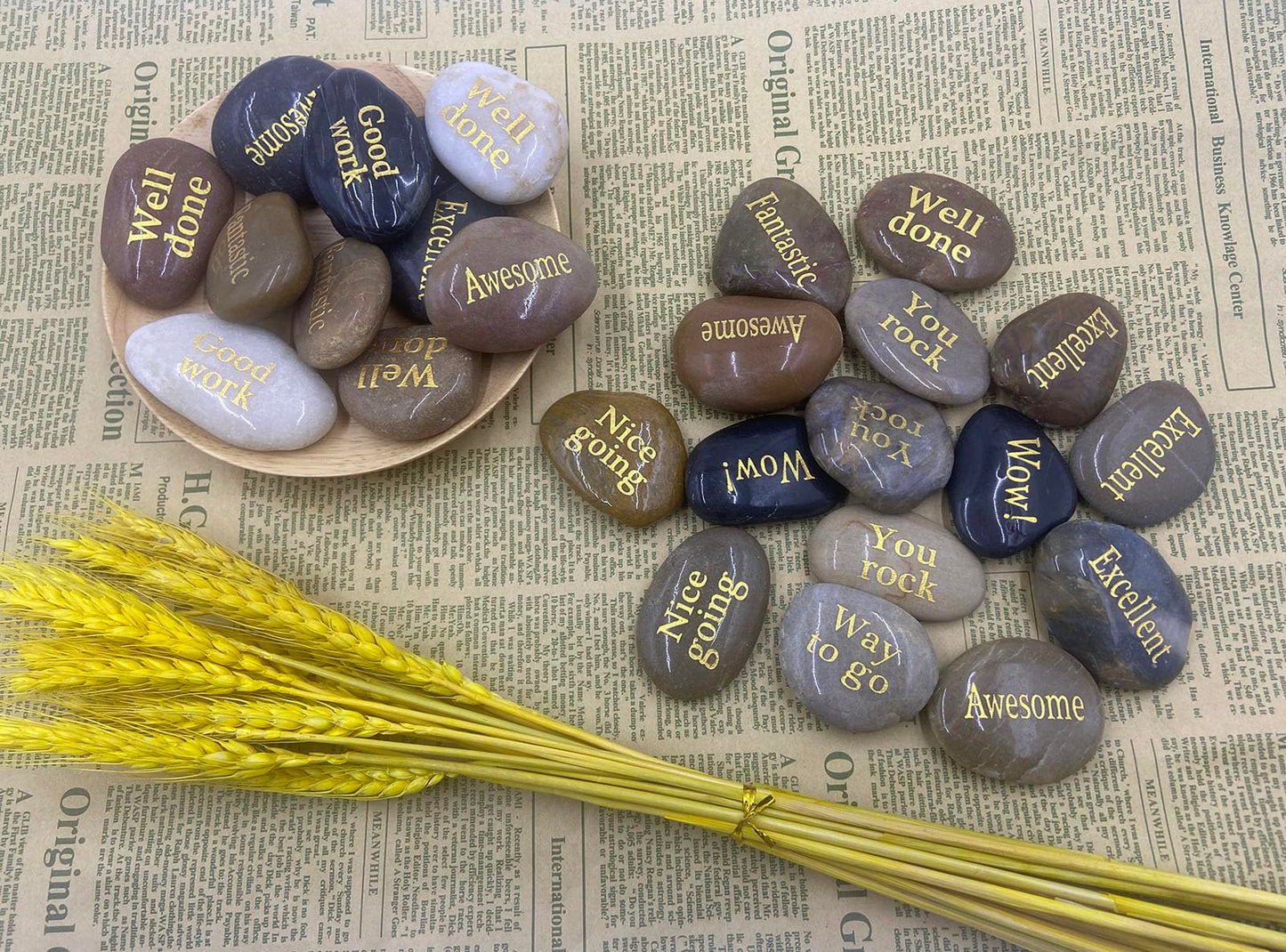 Majorhouse 52pcs Engraved Inspirational Stones With Inspiring Prayer Words,Encouragement Stones for Family and Friends.You rock.