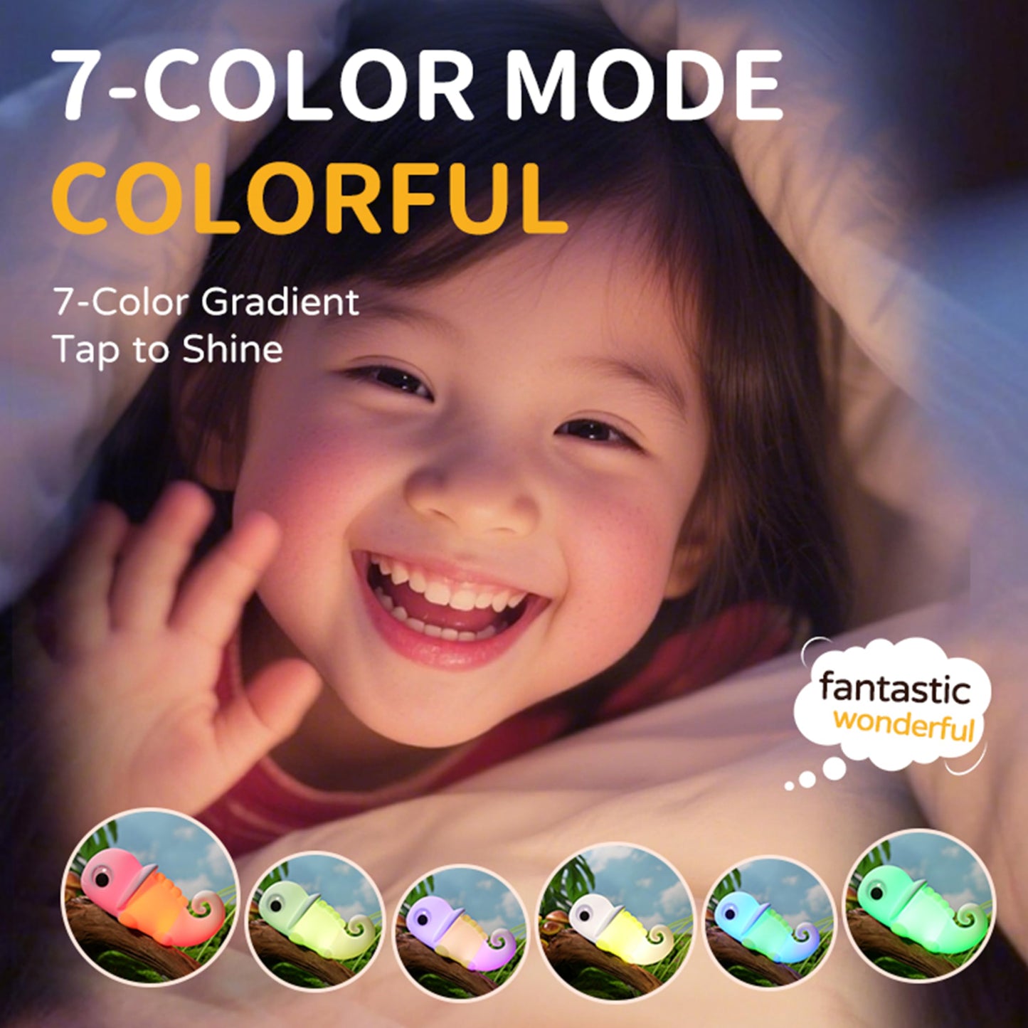 Myratts Night Light for Kids, Cute Soft Silicone Chameleon Lamp, Dimmable Timer Nursery Portable Kawaii Lamps, Bedside Lamp for Baby Toddler Adult(Chameleon - Blue)