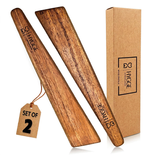 HYGGE INTERIOR LIVING 12 inch Premium Acacia Wood Spatula - Set of 2
