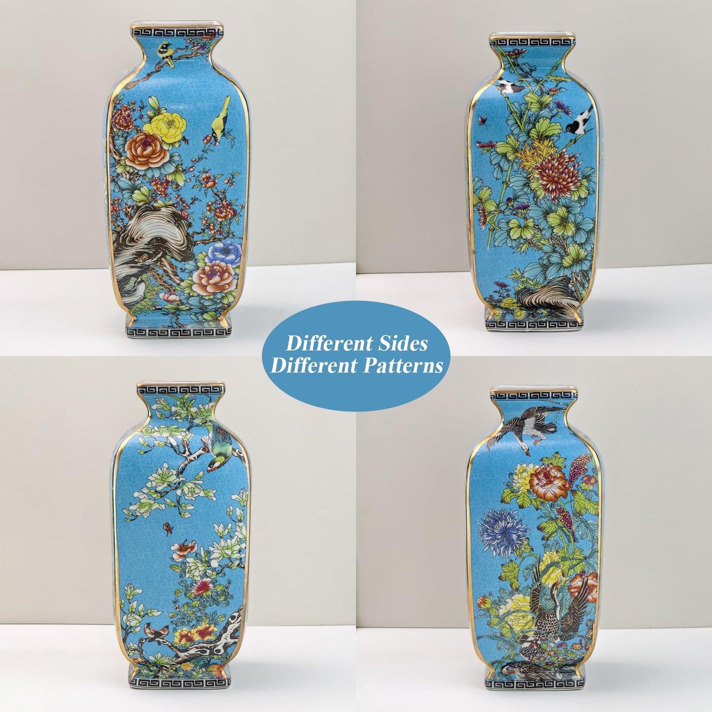 Kaolirra 9.8 Inch Ceramic Vase - Chinese Flower Vase, Antique Home Decor