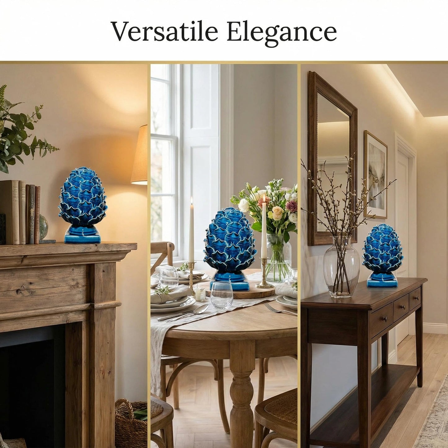 CIBAOF Blue Ceramic Artichoke Statue