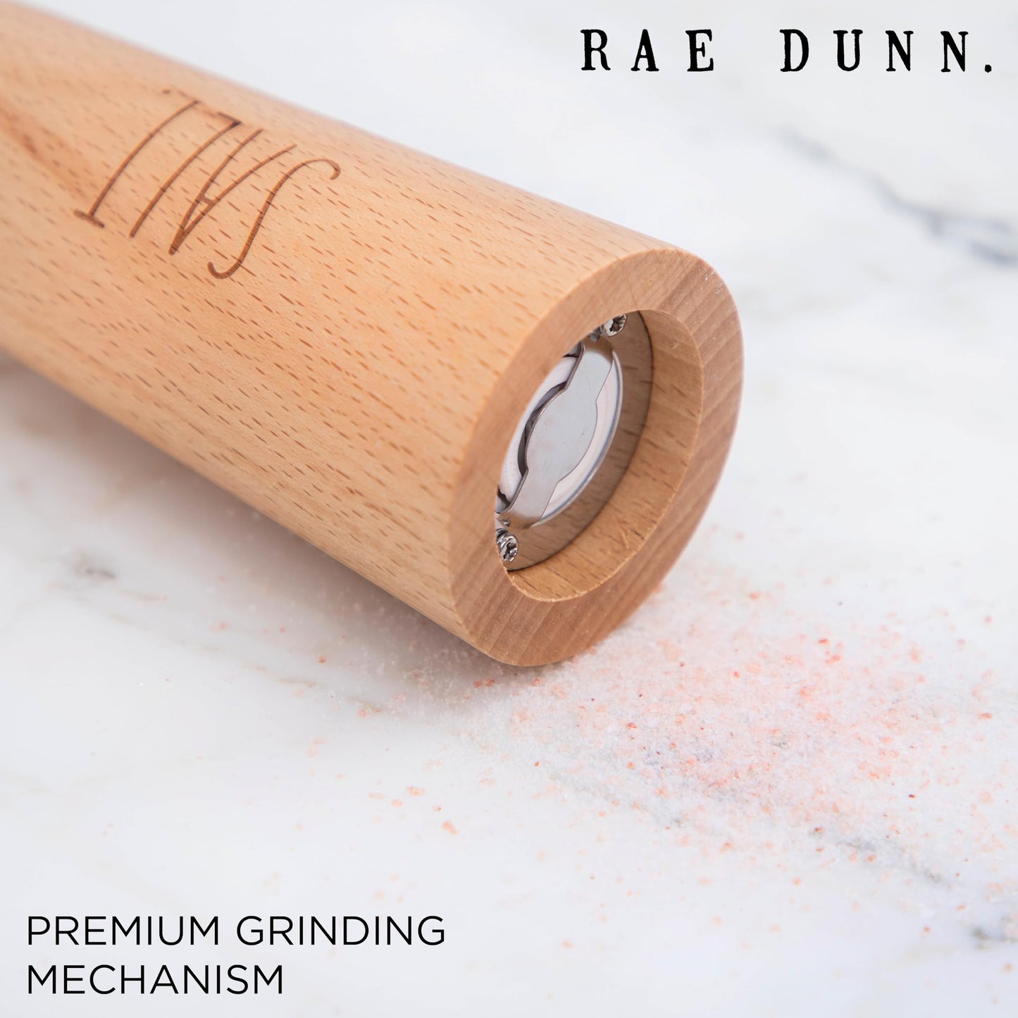 Rae Dunn Salt and Pepper Grinder Set of 2 - Bamboo Sea Salt Pepper Grinder - Classy Salt and Pepper Shakers - Pepper Mill & Salt Mill, Gray