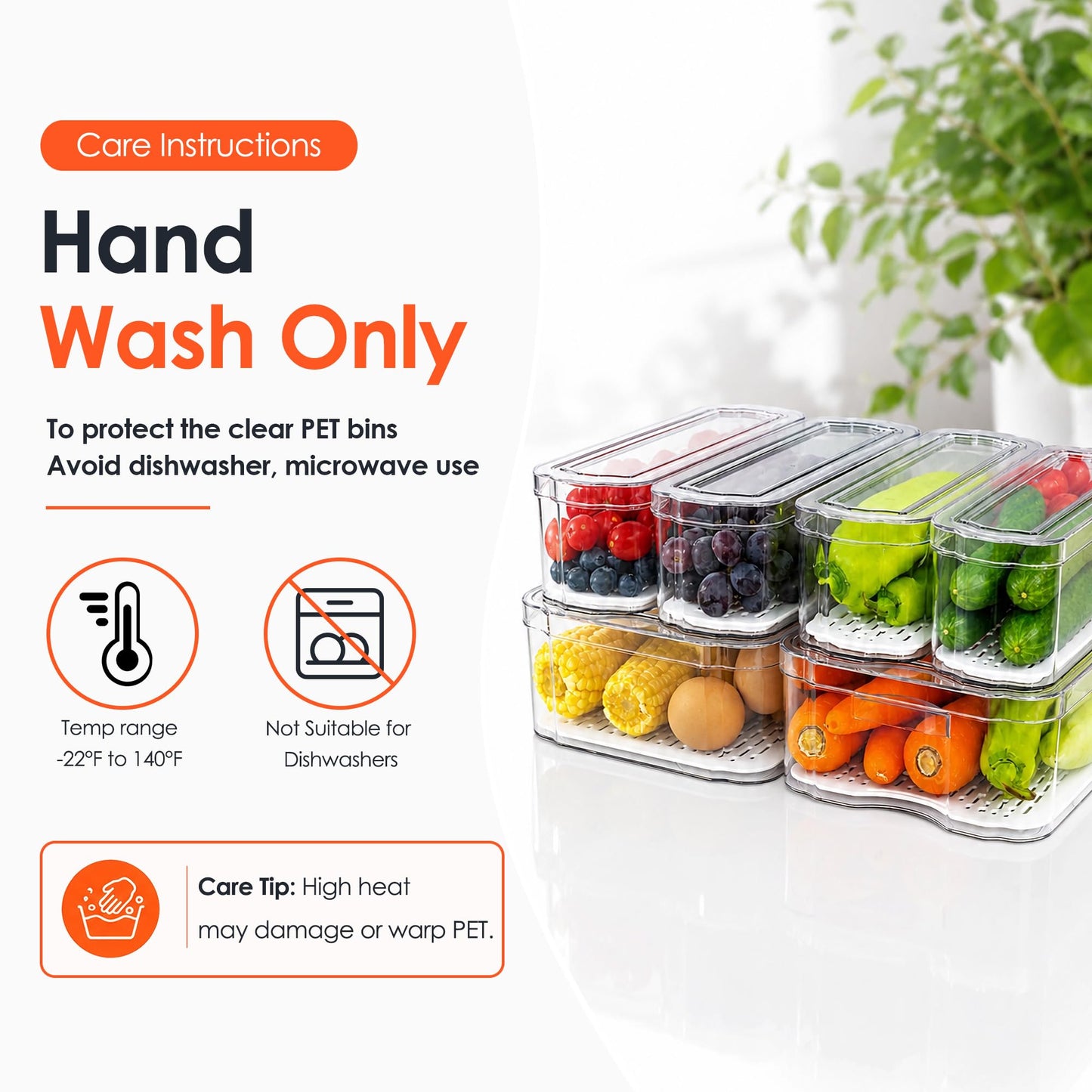 SMRCAD Fridge Organizers and Storage, 6 Pack Clear Freezer Organizer Bins with Lids for Kitchen, Pantry, Refrigerator, Food, Fruit, Vegetable Storage
