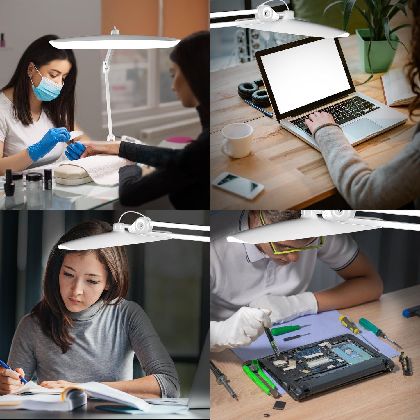 gelpal 3000 Lumens Adjustable LED Desk Lamp & Task Lamp - Bright, Dimmable Lighting for Office, Crafts, Nails &Salon with Clamp kunzl (CCT, White)
