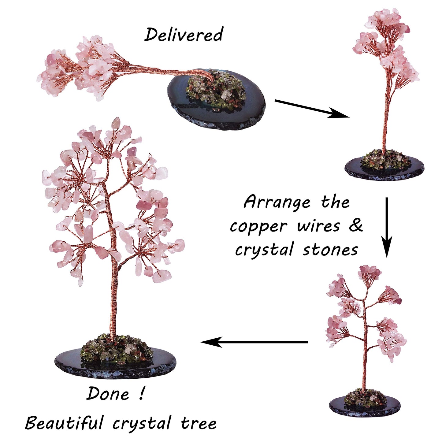 Mina Heal Crystal Gem Money Tree for Chakra Healing Feng Shui Meditation Good Luck Wealth & Prosperity