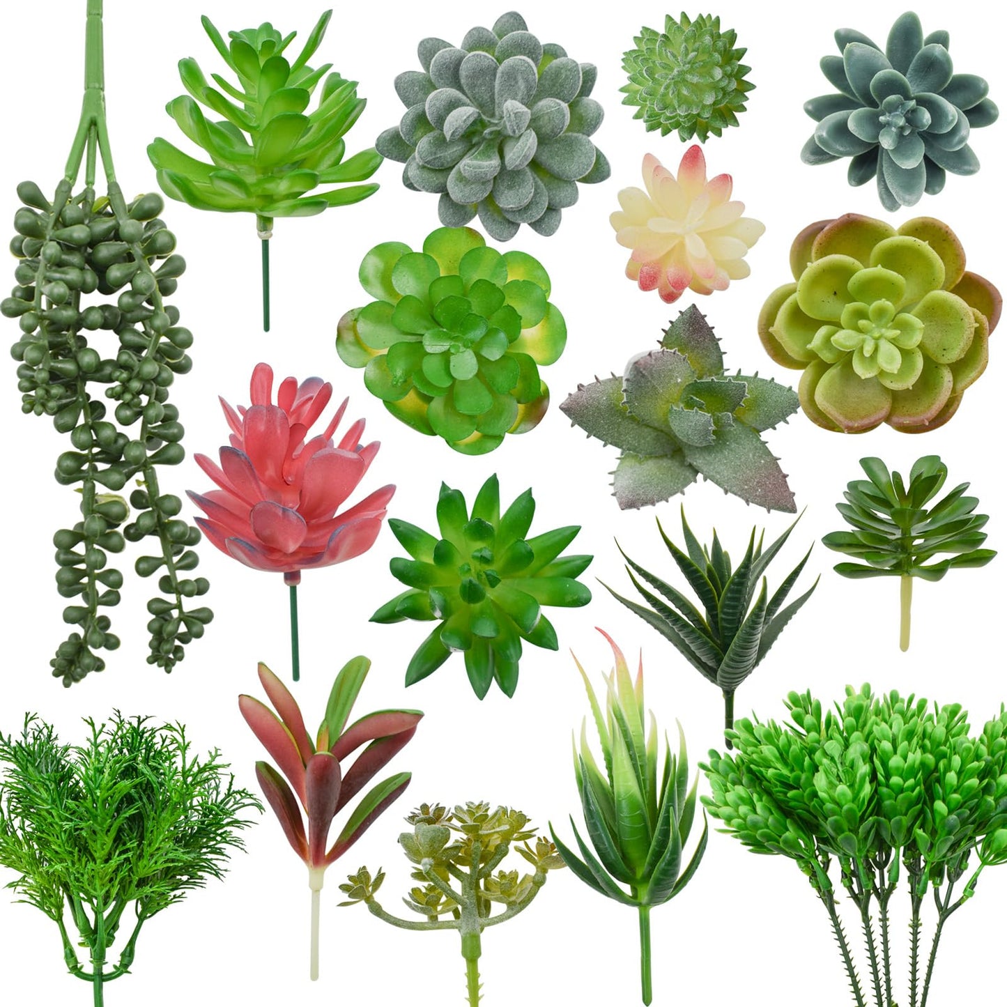 Bacucine 18pcs Artificial Succulent Plants Realistic Unpotted Fake Succulents Mini Faux Plants for Garden Office Party Indoor Outdoor Home Decor