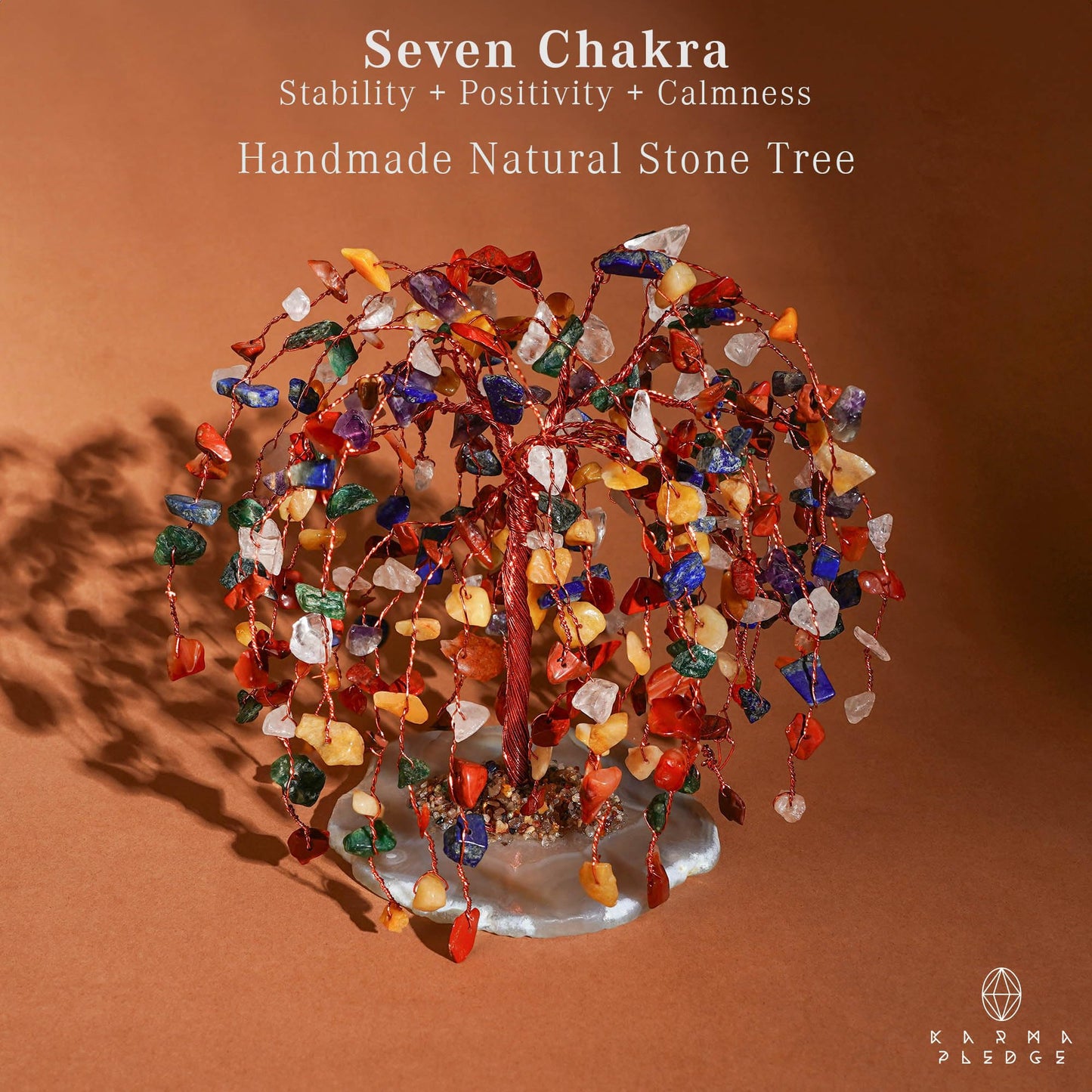 KARMAPLEDGE 7 Chakra Tree of Life Birthday Gifts for Women, Home and Office Decor, Handmade Crystal Chakra Tree for Money, Positivity, Reiki Healing, Spiritual Good Luck Gifts for Mom & Dad