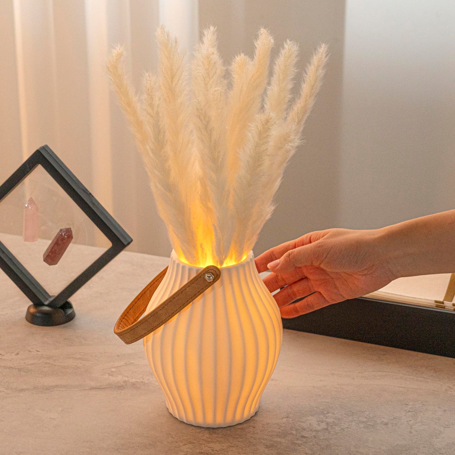 Restaurantware-Table Art Decorative Lantern Vase, 1 Minimalist Style Vase - With Attached Handle, Modern, White Porcelain Vessel, Use Candles Or LED Lights, In Kitchen, Living Room, Office, And More