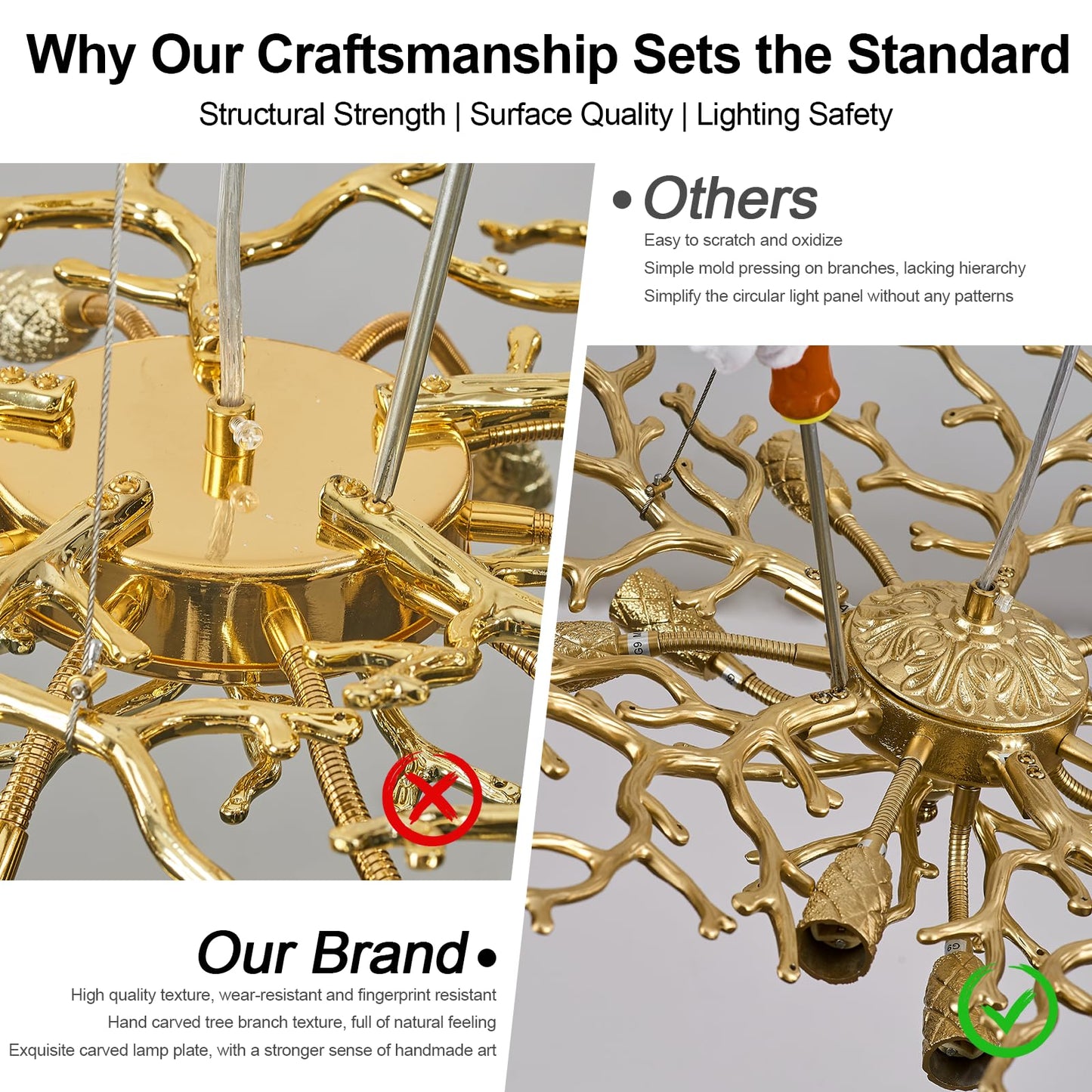 esianu Crystal Chandelier for Dining Room, D31.5 Gold Tree Branches Chandeliers, 10-Light Snowflakes Round Modern Chandeliers for Living Room Kitchen Foyer Luxury Adjustable Hanging Chandelier