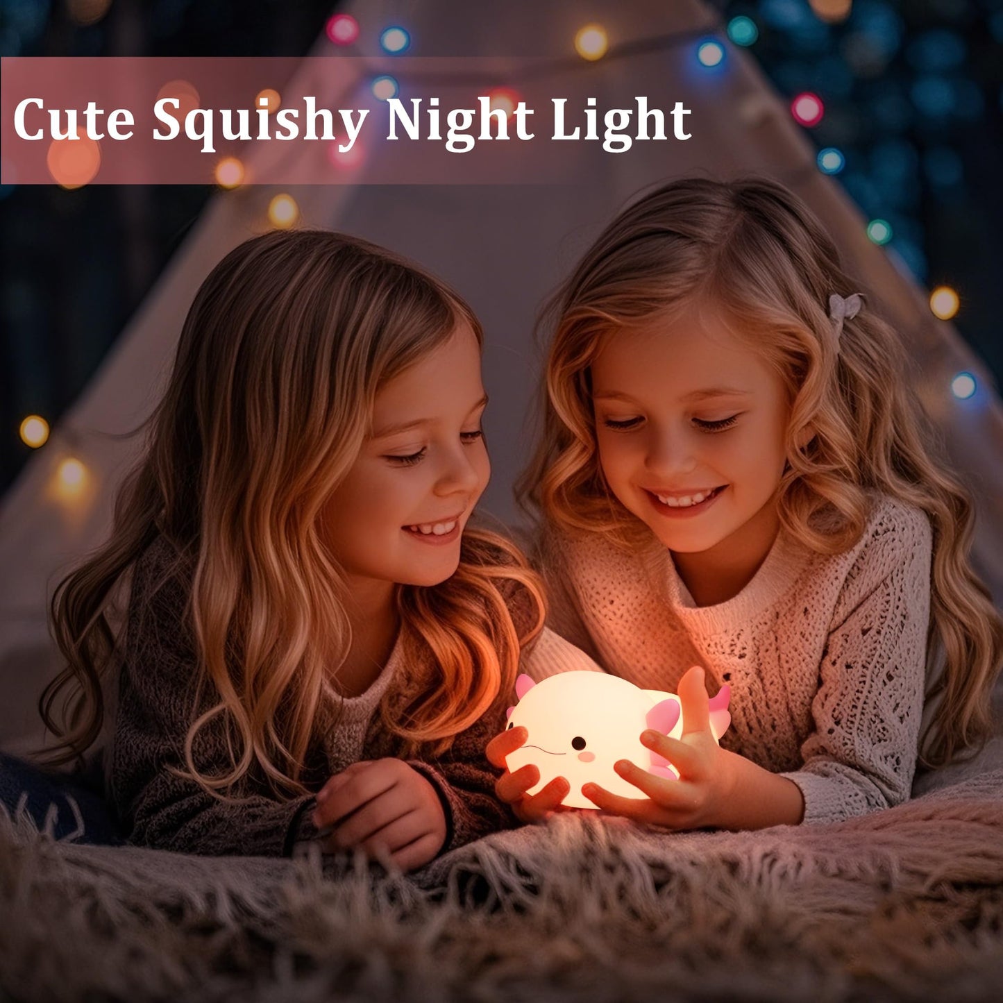 Axolotl Night Light, Squishy Axolotl Gifts, Cute Animal Nursery Lamp with Dimmer & Timer & Rechargeable for Room Decor, Pink Gifts for Birthday Xmas for Girlfriend, New Mother, Women