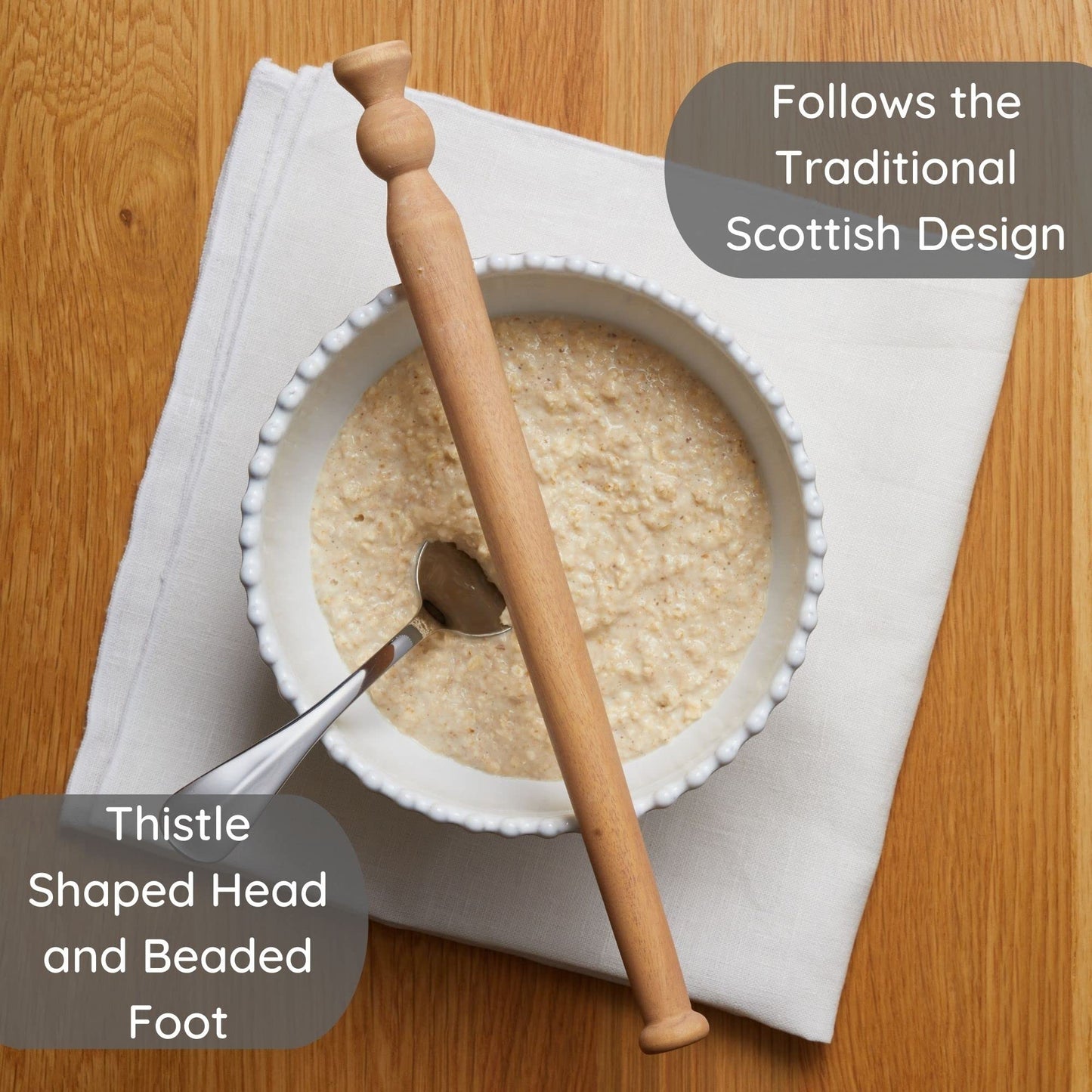 Muldale Scottish Porridge Spurtle – 11.5" Wooden Oatmeal Stirring Spoon