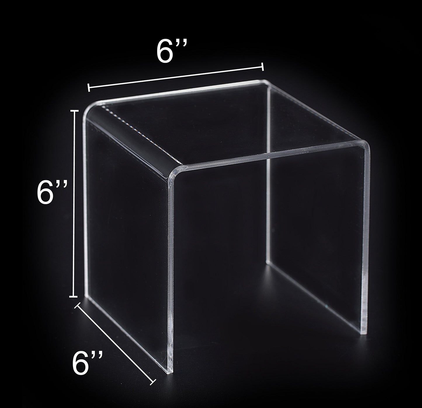 Jusalpha® 8 PC 6'' Clear Acrylic Risers, Acrylic Display Risers Shelf Showcase Fixtures for Jewelry, Display Stand for Amiibo Funko POP Figures, Cupcakes, Food Display, Cabinet- Lot of 8 (6x6x6 Inches)