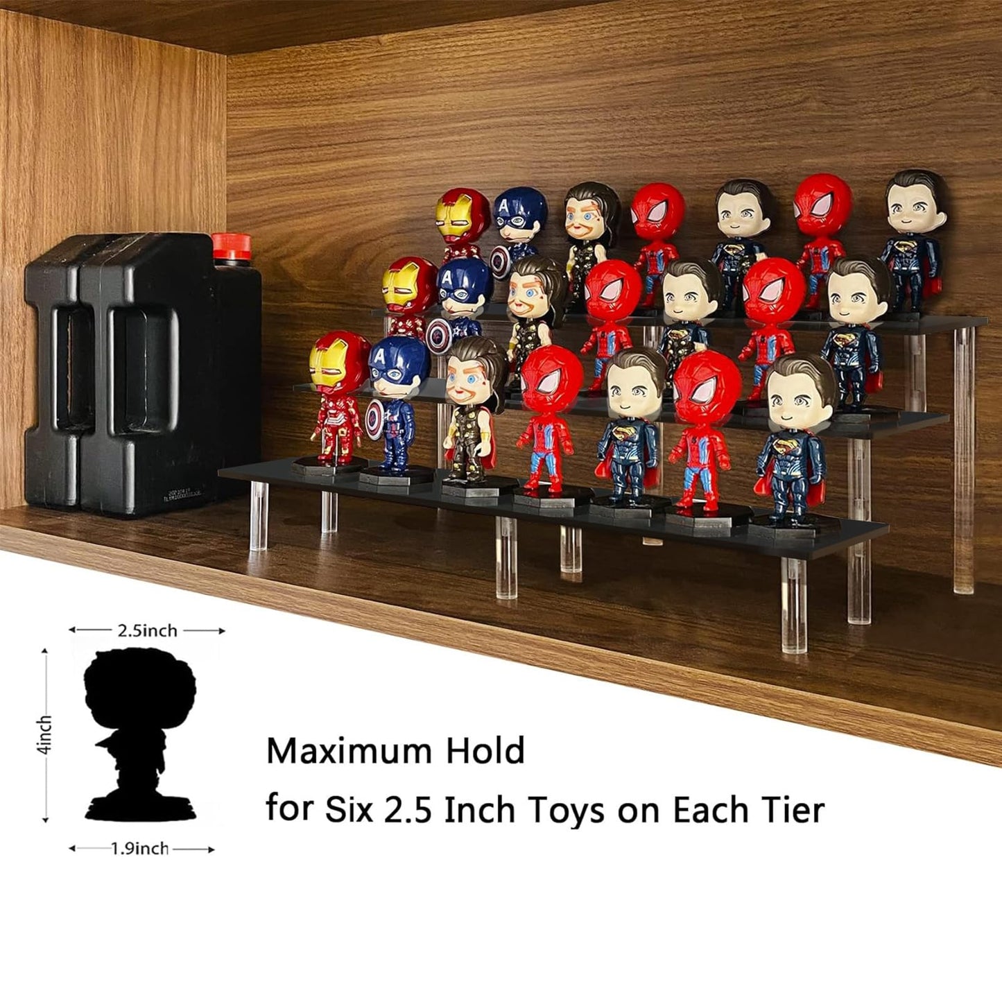 AZEAM 15 3/4 inch Acrylic Riser Black Display Risers Stand Large Collection Organizer Shelf for Cupcake Food Desserts