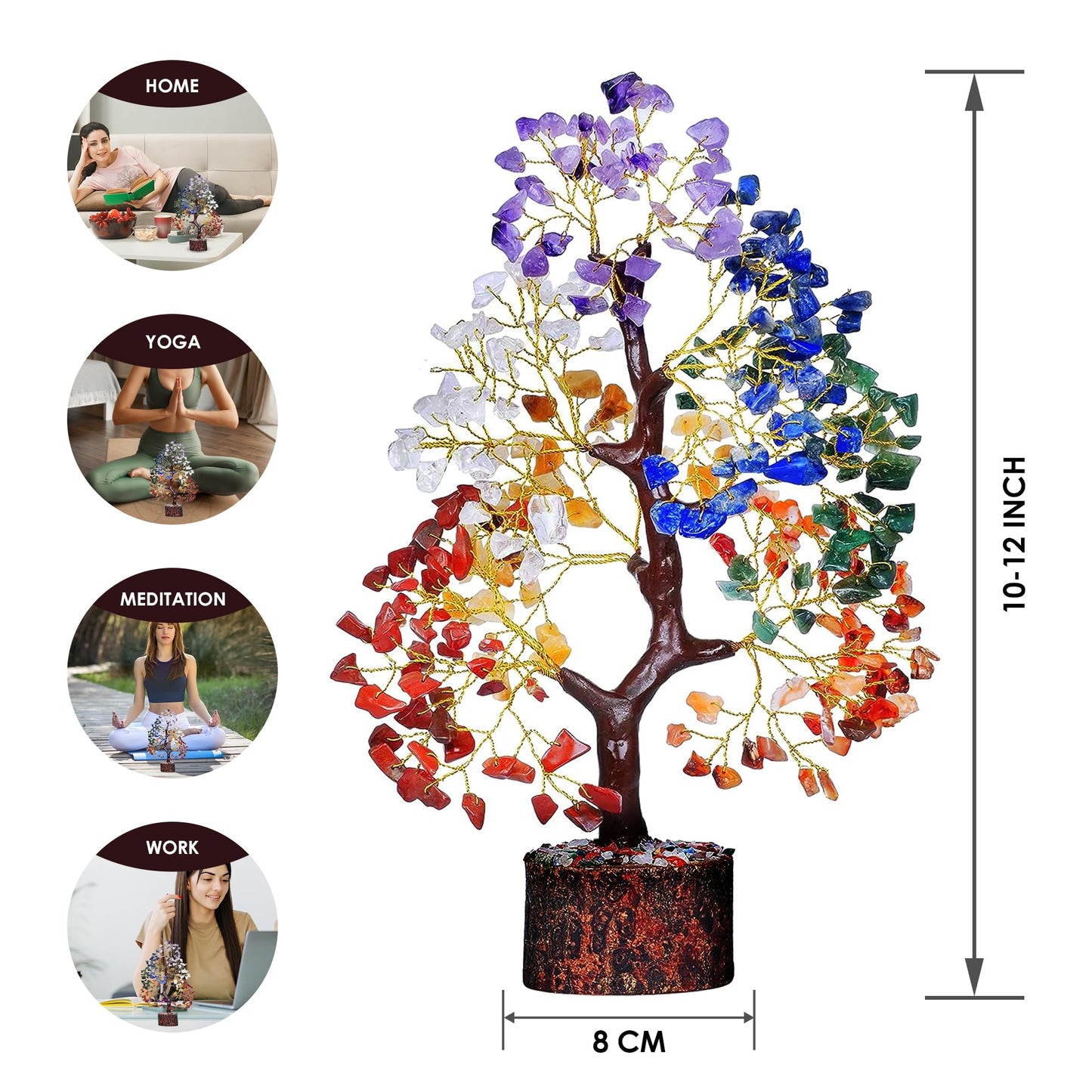 Simply Vedic 7 Chakra Healing Crystals Tree of Life, Natural Healing Gemstones Handmade Bonsai Tree for Positive Energy, Good Luck Money Wealth Vastu Reiki Feng Shui| Office Home Decor, Spiritual Gift