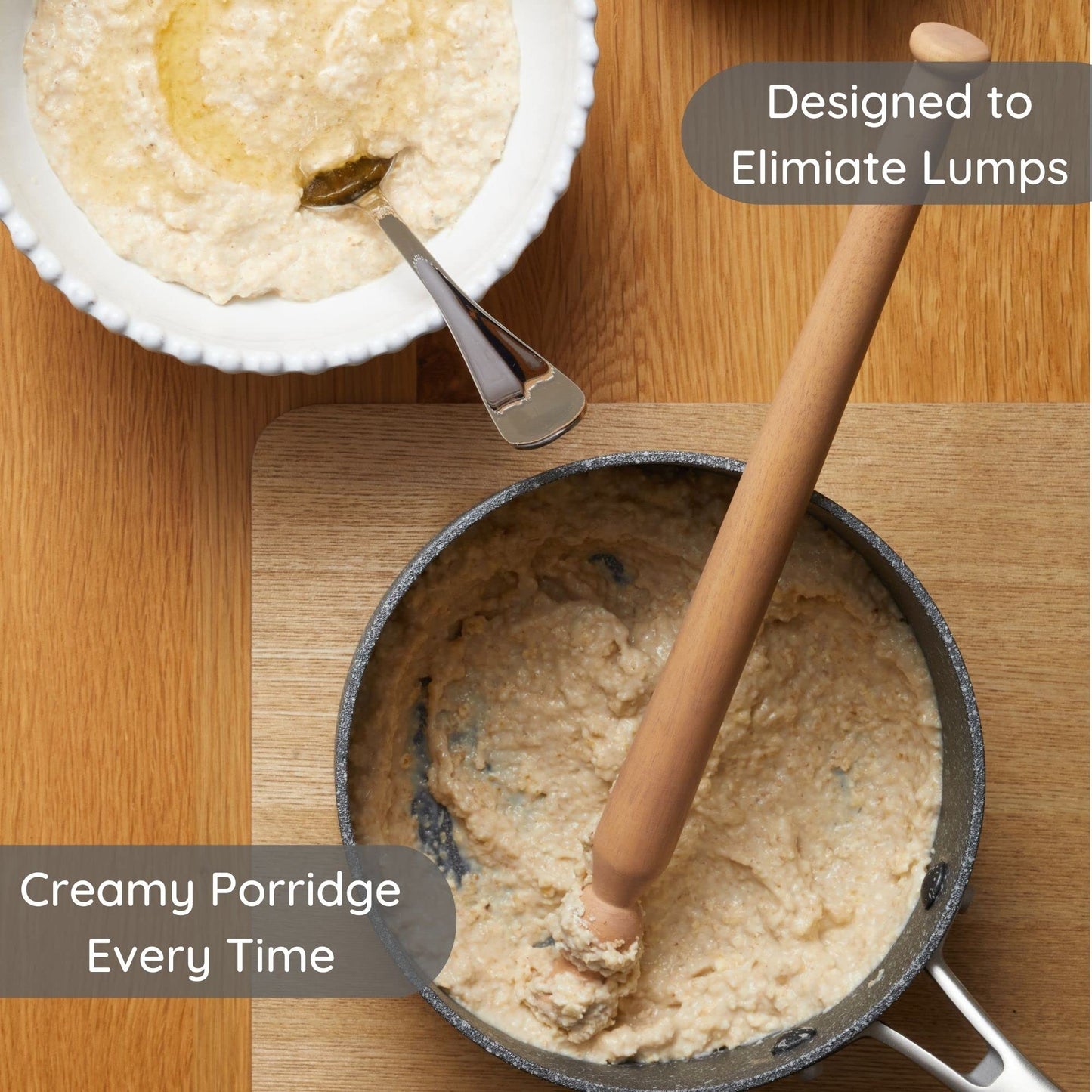 Muldale Scottish Porridge Spurtle – 11.5" Wooden Oatmeal Stirring Spoon