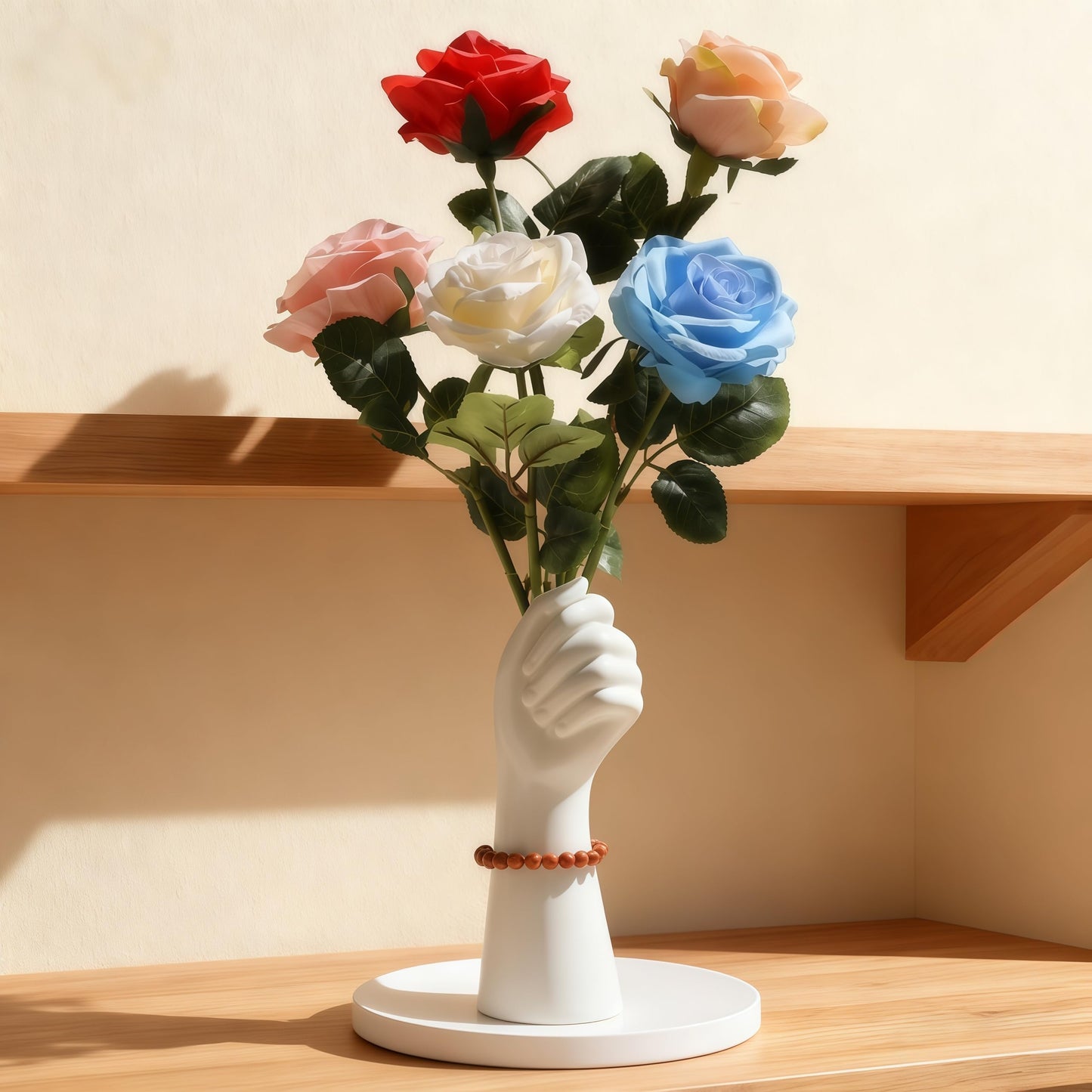 Unique Flower Vase - Mannequin Hand Ceramic Hand Vase, 9 Inch Modern Art White Arm Vase Unique for Dried Flowers, Unique Tabletop Decor for Home Office Desk
