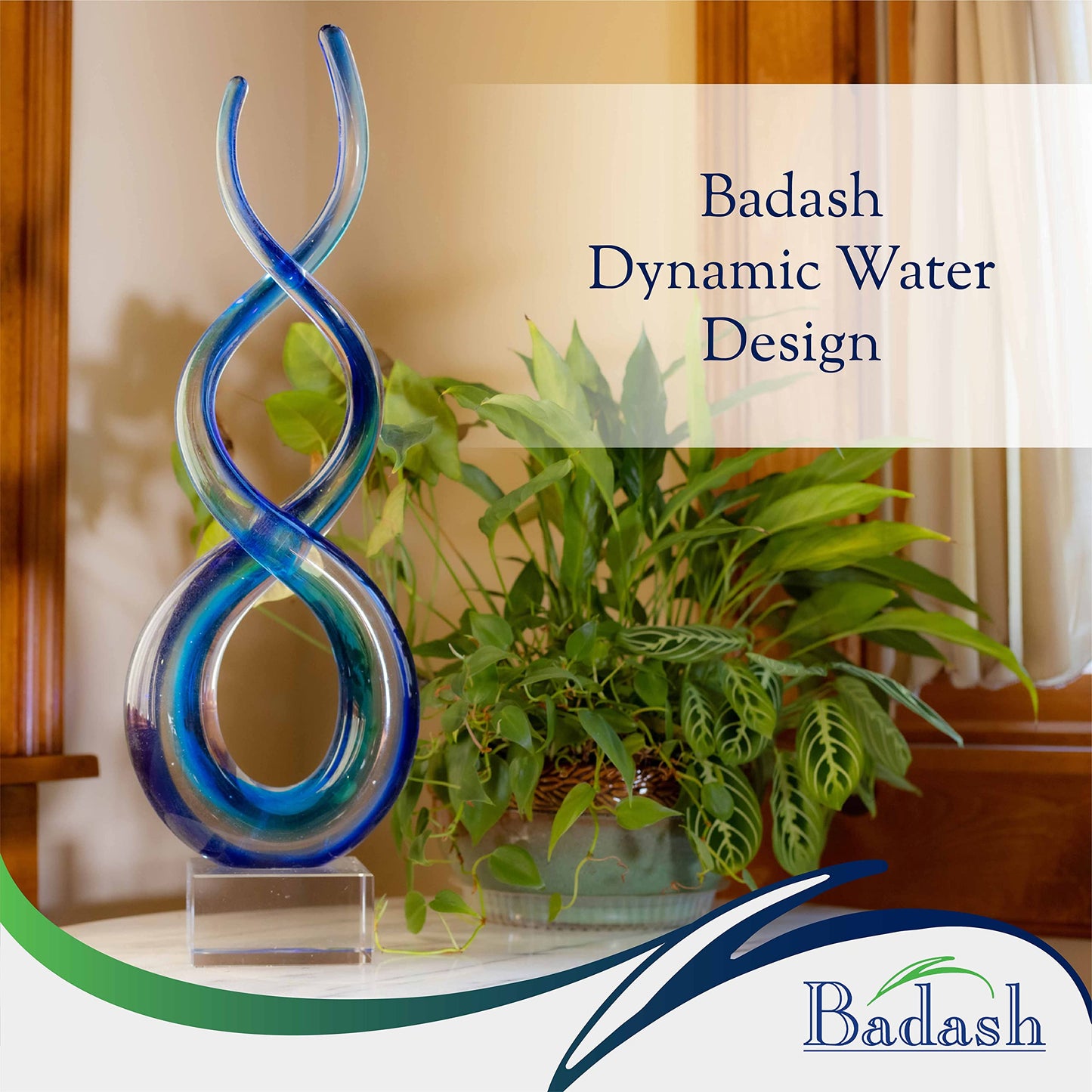 Badash Touch of the Blues Murano-Style Art Glass Sculpture, 14 Inch