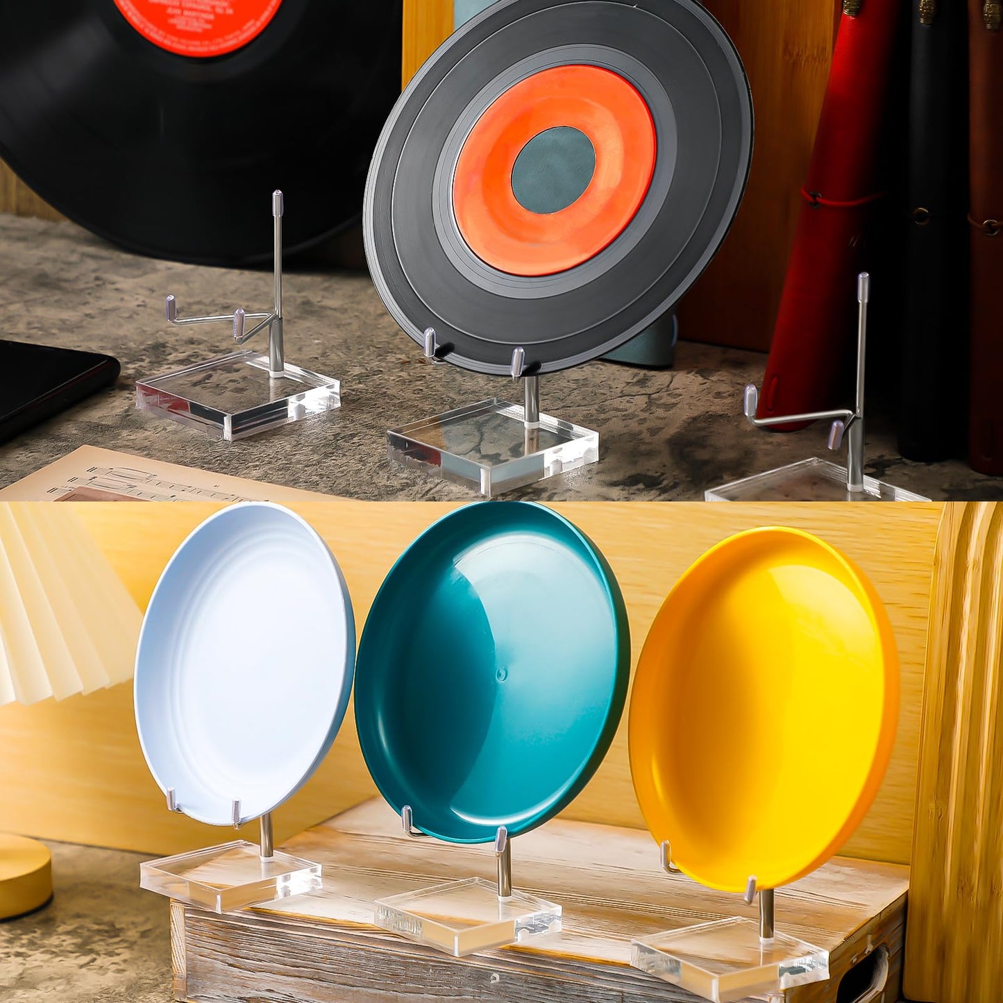 Kigley 8 Pcs Adjustable Metal Arm Display Stand Crystal Holder Easel Display with Acrylic Base Easel Rock Mineral Stand for Geodes Mineral Agate Collection(Silver,3.15 x 3.15 x 4.92 Inches)