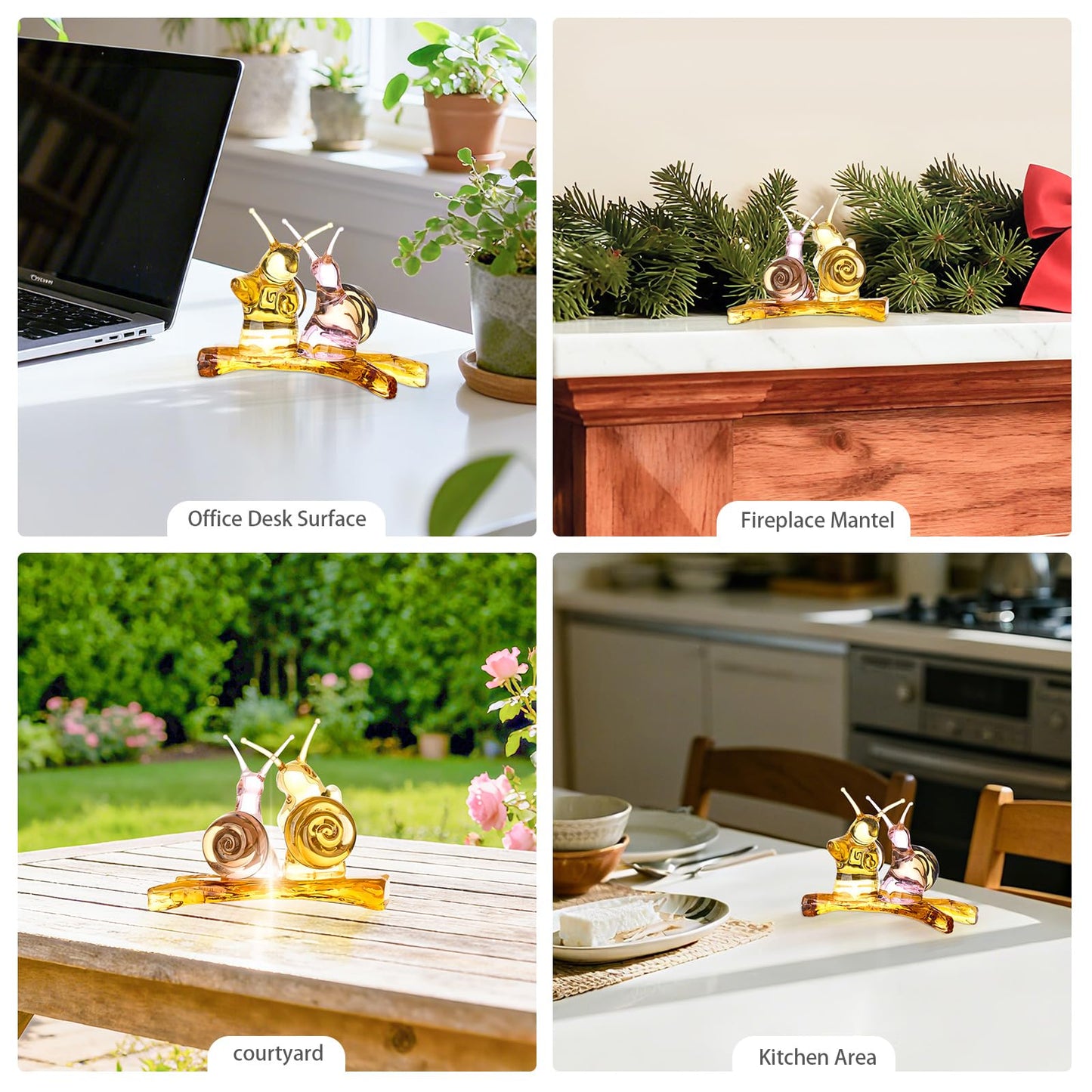 RONG KRISTO Crystal Cute Snail Figurine Collection Handmade Blown Glass Ornament Statue Animal Collectibles Desktop Animal Wallpaper