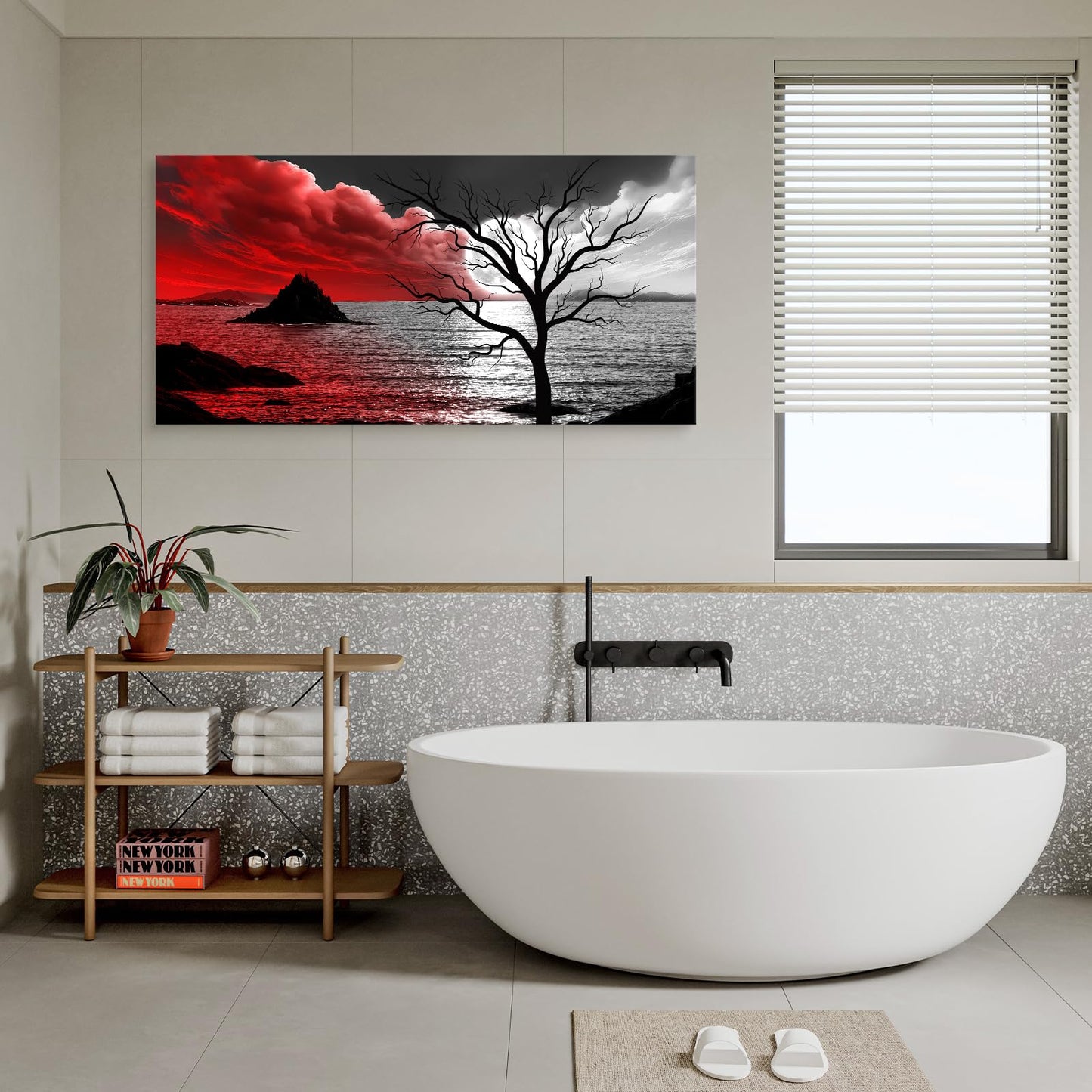 Baisuwallart B0350 The Cloud Tree 1 Panels Modern Giclee Canvas Prints Artwork Abstract Seascape Paintings Reproduction Sea Beach Pictures Printed on Canvas Wall Art for Home Decorations Wall Decor