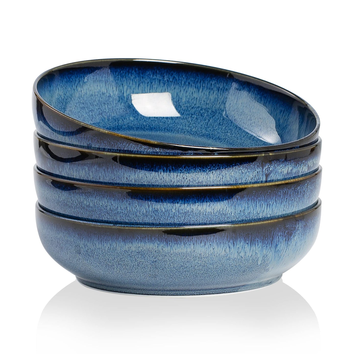 KYBSCZ 30oz Ceramic bowls set of 4-8" serving bowls for Kitchen,Pasta,Salad-Dishwasher & Microwave Safe Perfect for Housewarming, Thanksgiving, Christmas-Royal Blue