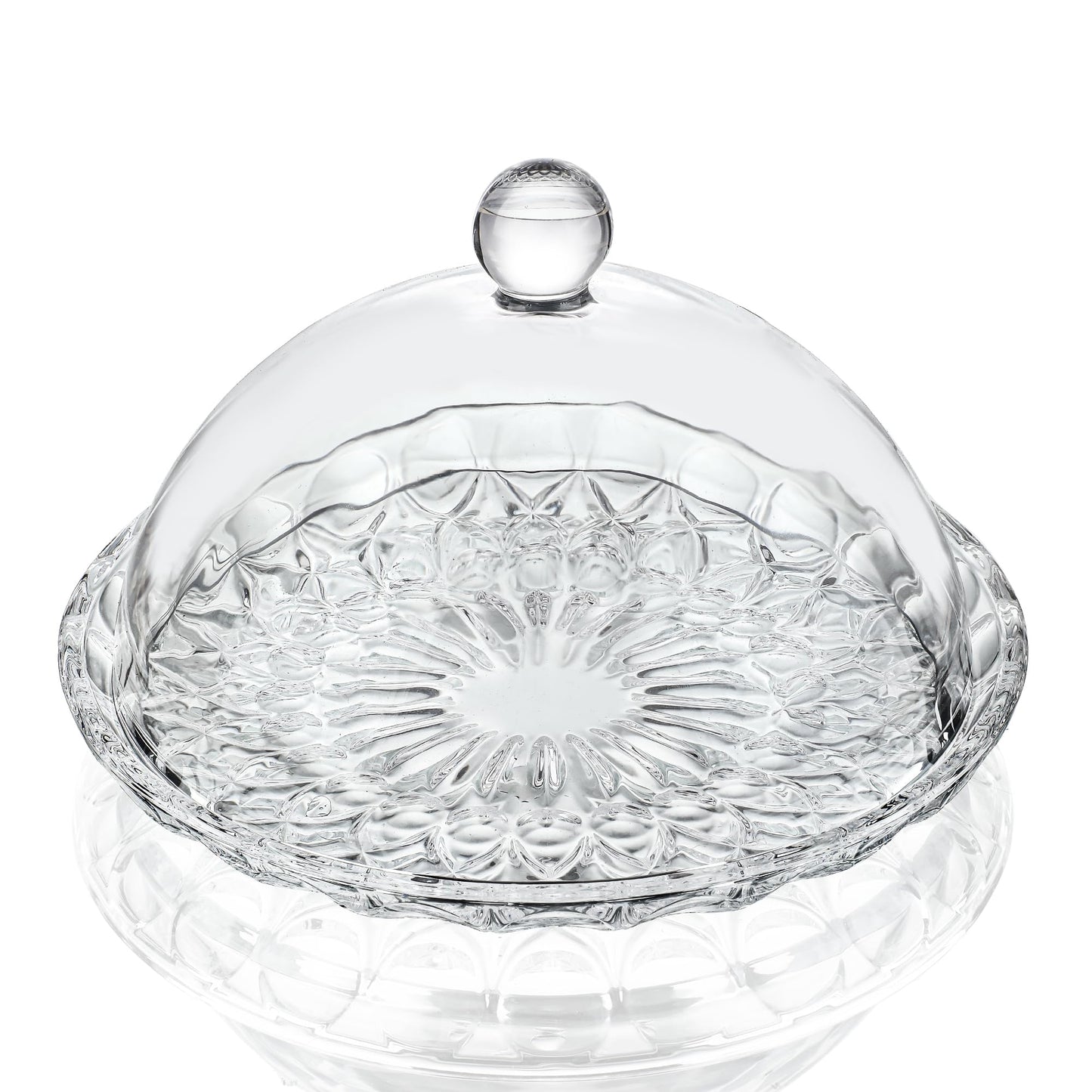 kanpura 7'' Clear Glass Cake Stand with Dome Lid Crystal Cake Holder Covered Versatile Glass Dome Dessert Plate for Christmas Party Table Centerpiece