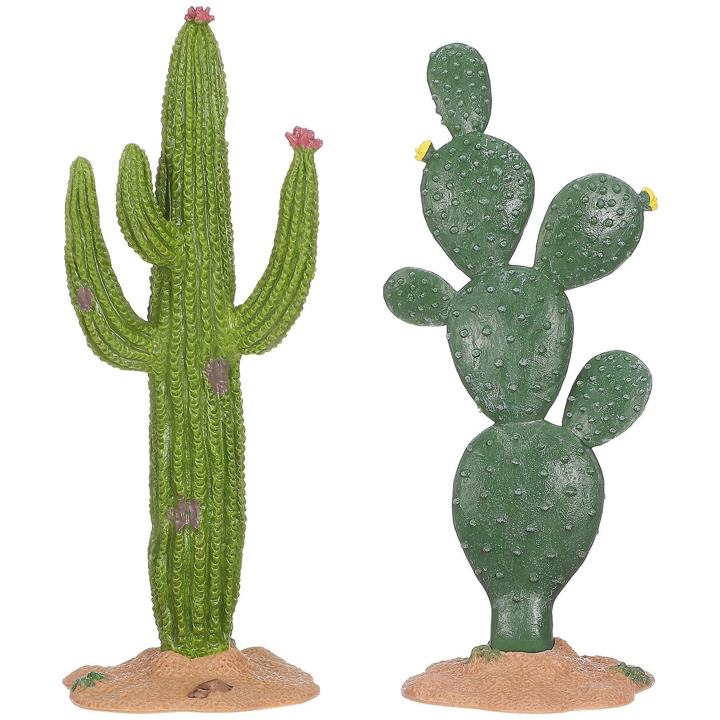 UKCOCO 2 Pack Simulated Cactus Adornments Lifelike Cactus Figurine Desktop Decor 5.70 in PVC Modeling Statue for Home Office Garden Terrarium