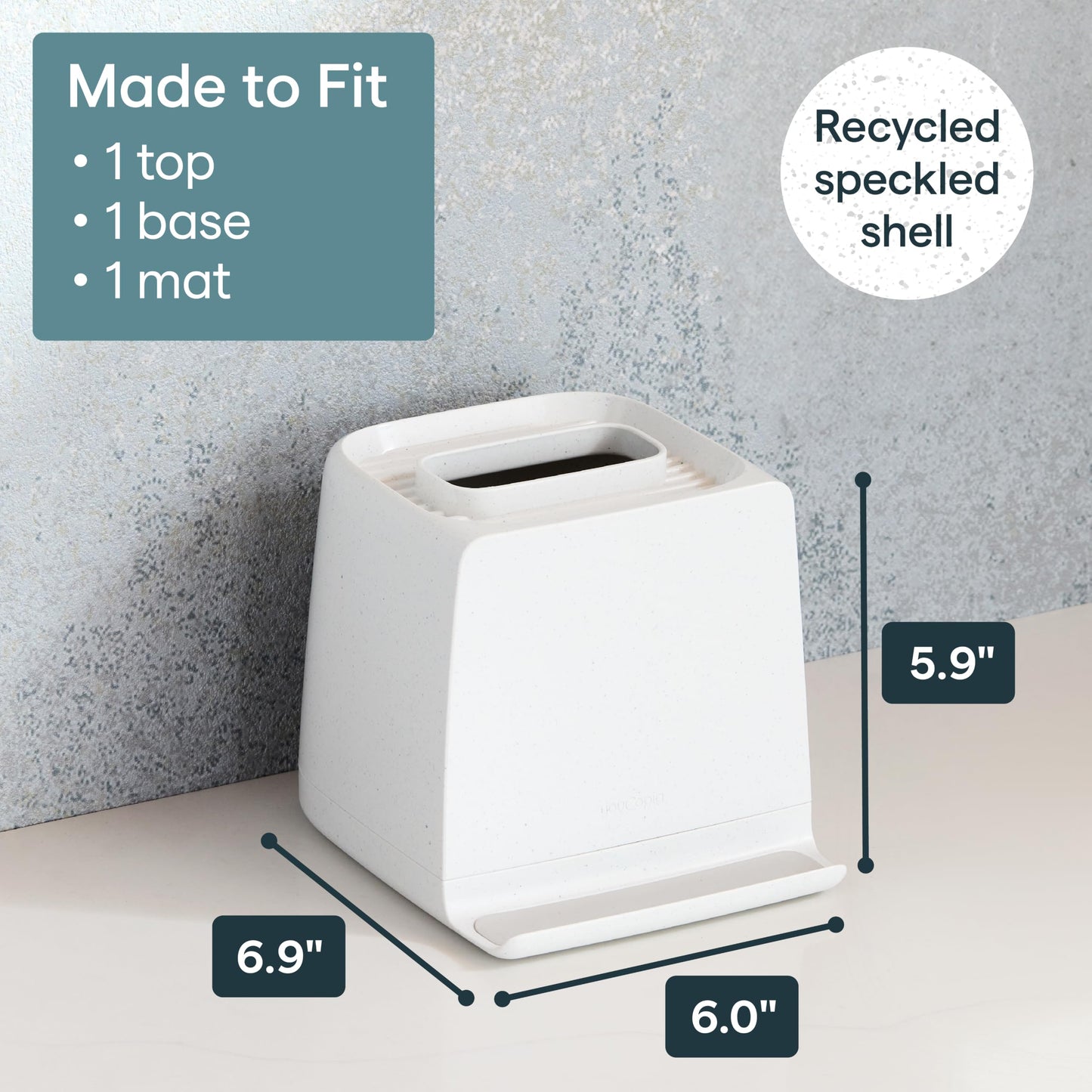 YouCopia The Ledge Tissue Holder, Cube, Square Box Cover with Storage for Phones, Jewelry, Makeup and Accessories for Night Stand, Desk and Bathroom Organization