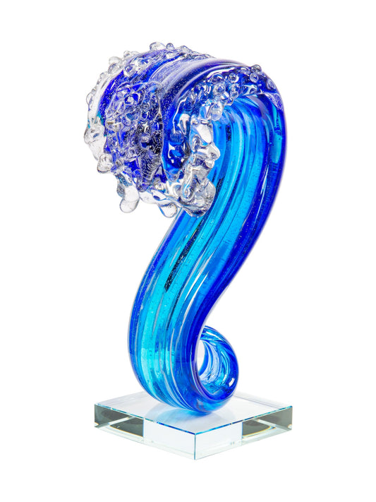 Dale Tiffany AS15206 Pacific Wave Art Glass Sculpture, Blue, 11.5"