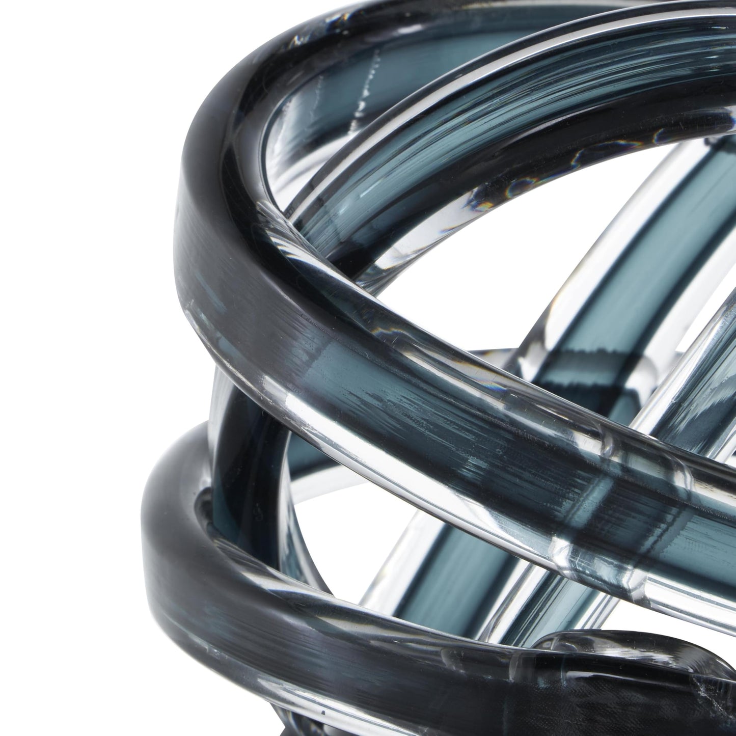 Deco 79 Glass Knot Decorative Sculpture Brushed Ombre Twisted Home Decor Statue, Accent Figurine 7" x 7" x 7", Dark Blue