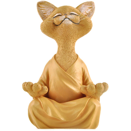 Meditating Happy Cat Statue – Zen Mindfulness Decor for Cat Lovers