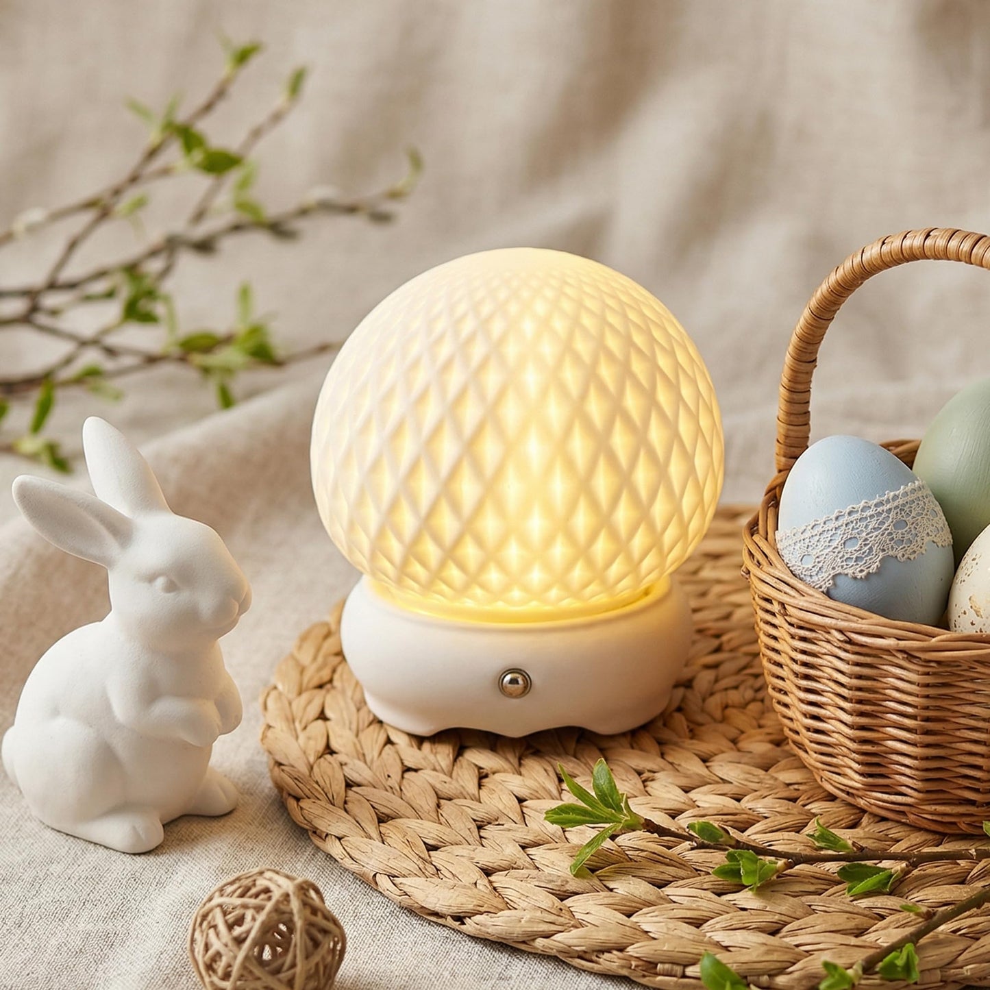 JHY DESIGN Ceramic Spherical Decorative lamp 6" H Rechargeable Table Lamp Dimmable Touch Control Desk lamp for Home Bedroom Living Room Outdoors(Diamond Pattern)